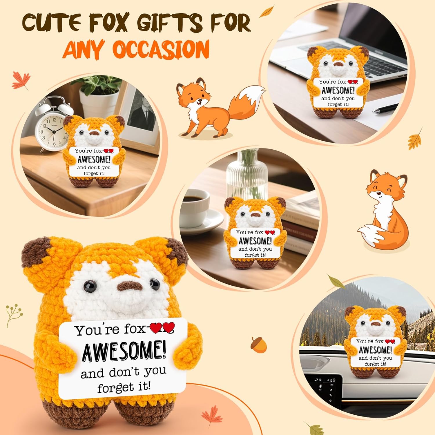 Easter Basket Stuffers Fox Decor Decoration Awesome Gifts for Women Men Positive Cheer Up Graduation Gag Gifts for Friends Coworker Funny Birthday Inspirational Gag Gifts for Adults