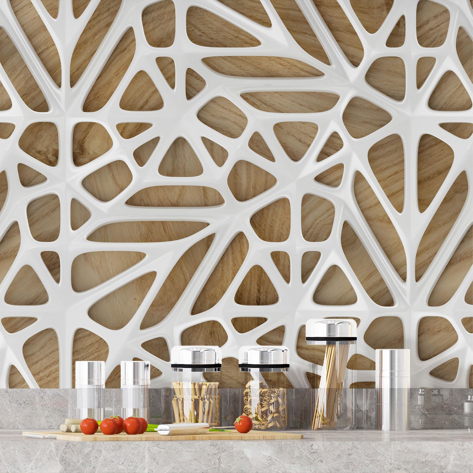 Lumalea Adesivo per cucina, design 3617689948362, adesivo + protezione lucida, 90 x 210 cm