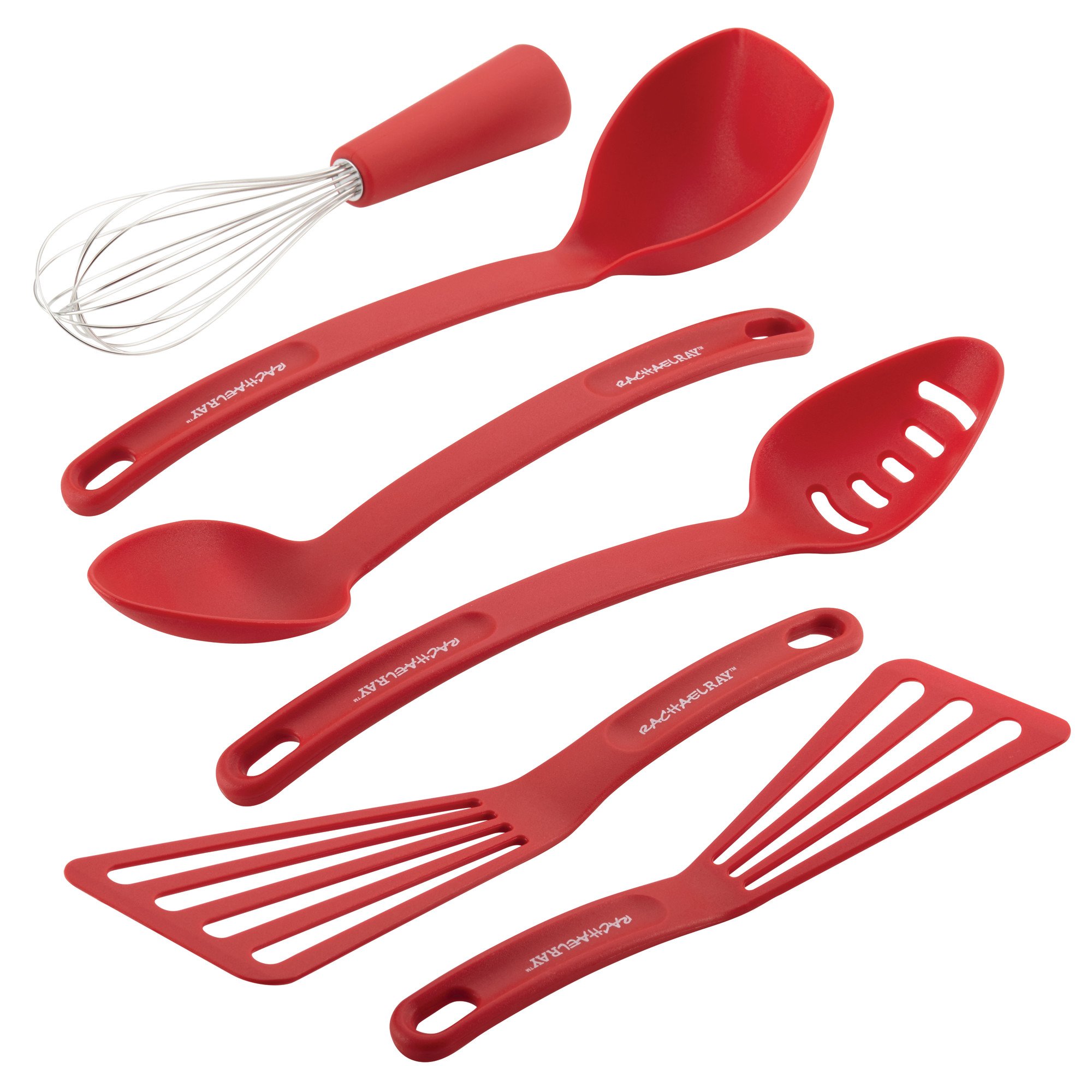 Rachael Ray 46408 Nylon Nonstick Set, Red, 6-Piece, Tools and Gadgets, One Size