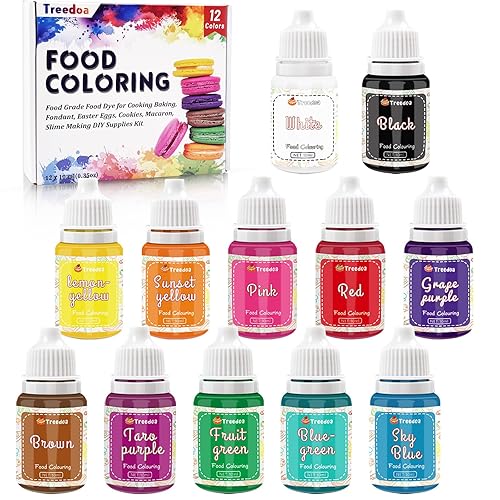 Juego de líquidos para colorear alimentos, 12 colores x 0.3 fl oz de grado alimenticio vibrante colorante líquido concentrado para decoración de