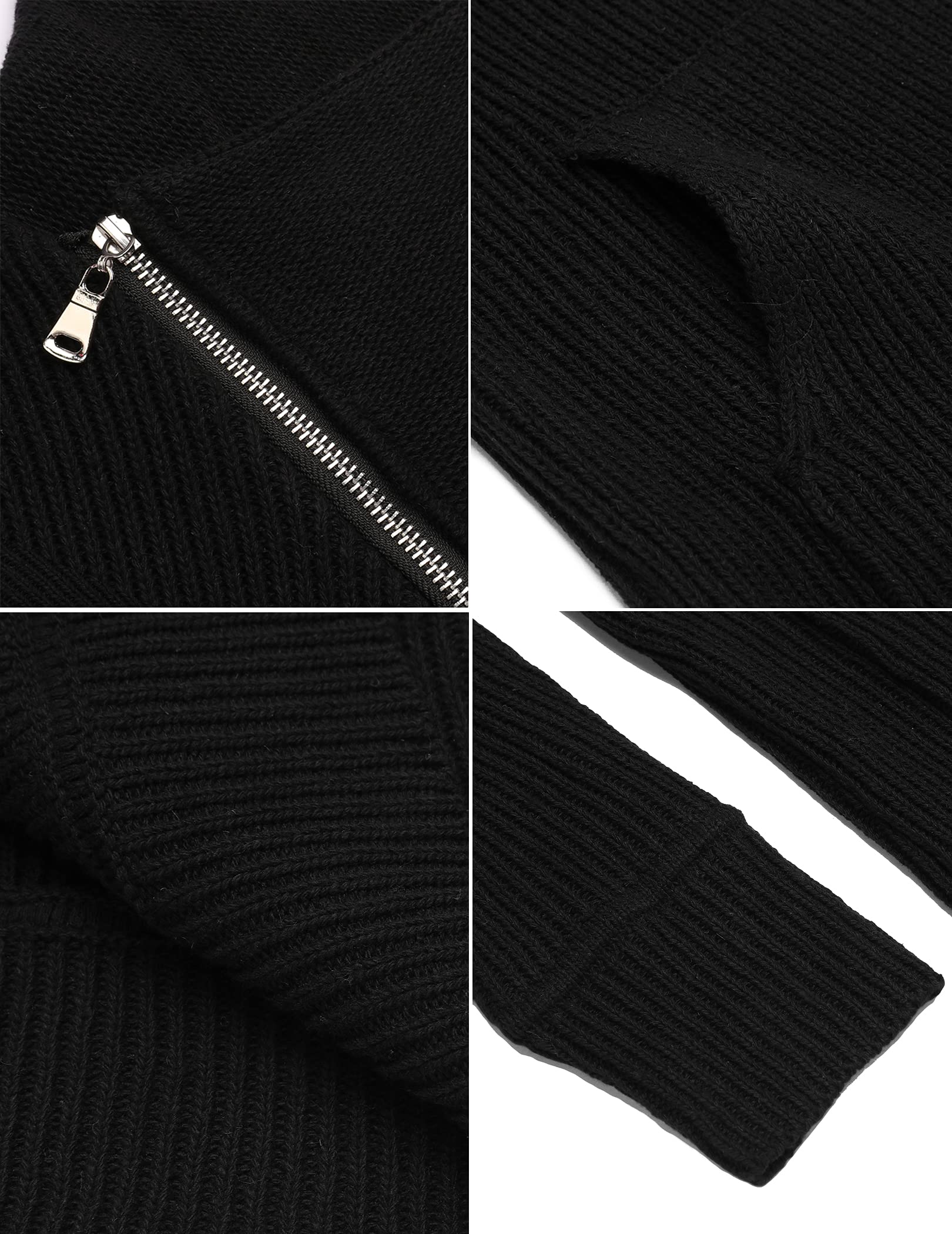 COOFANDY Maglioni da uomo a collo alto, a collo alto, con tasche, 1- nero., XX-Large