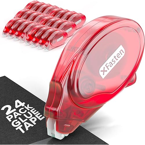 XFasten Adhesive Roller for Scrapbooking, 8mm x 30ft 24-Pack Double Sided Glue Tape Roller Scrapbook Supplies for Adults, Photo Tape for Scrapbooking