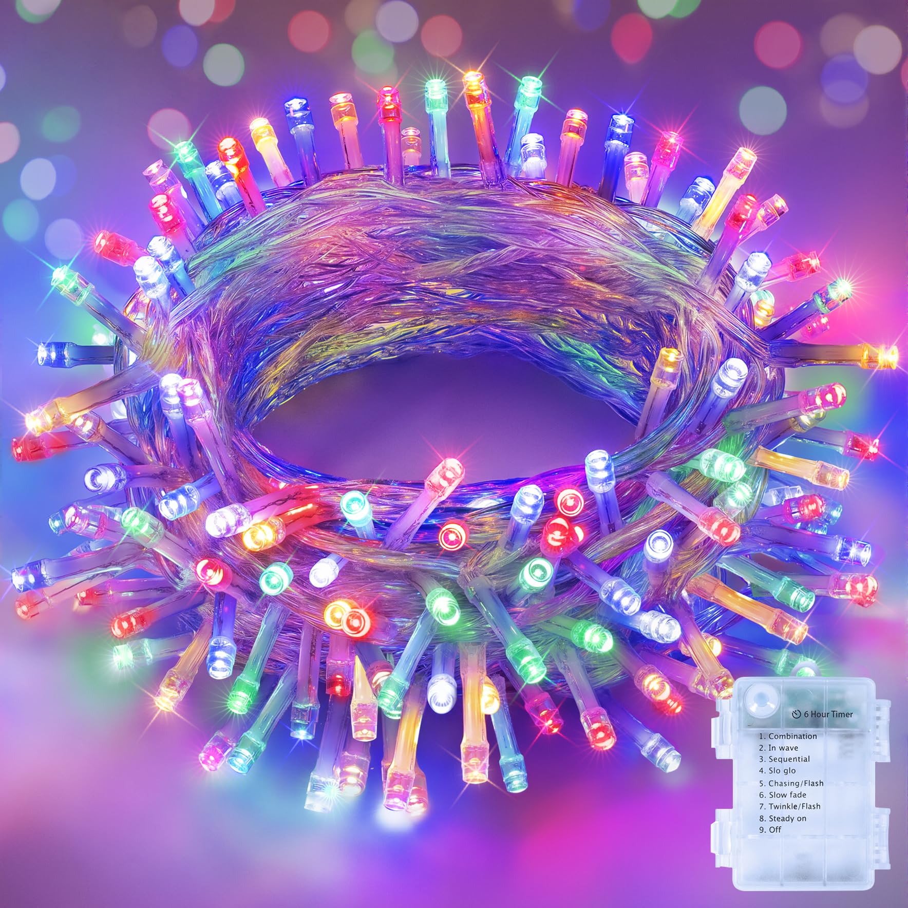 Hopexy Battery Fairy Lights, 15m 150 LEDs Fairy Lights Battery Operated with Timer, Waterproof Multicolour String Lights with 8 Modes/Indoor Outdoor for Bedroom Wedding Garden Decorations
