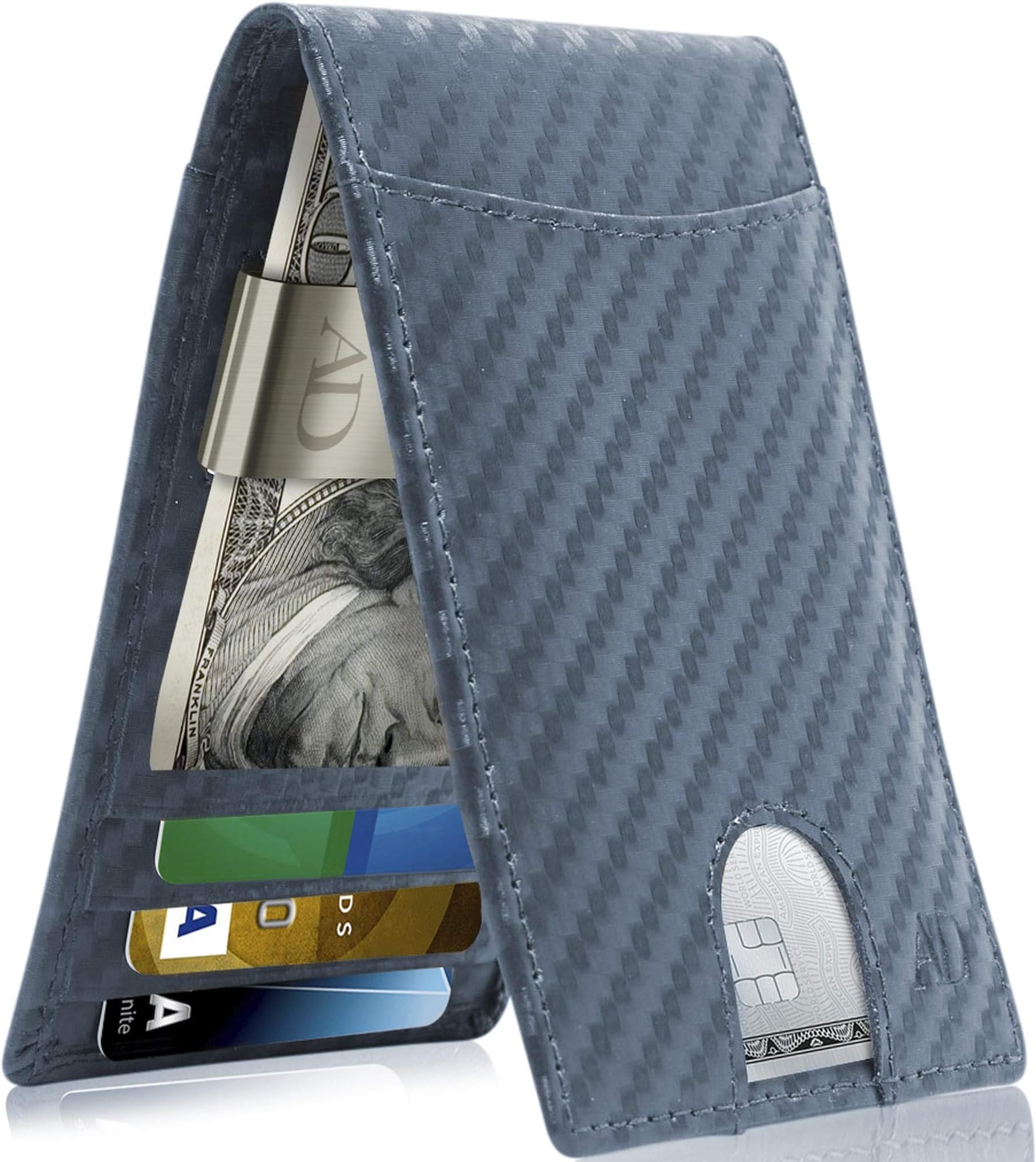 Access Denied Men's Leather Carbon Fiber Wallet