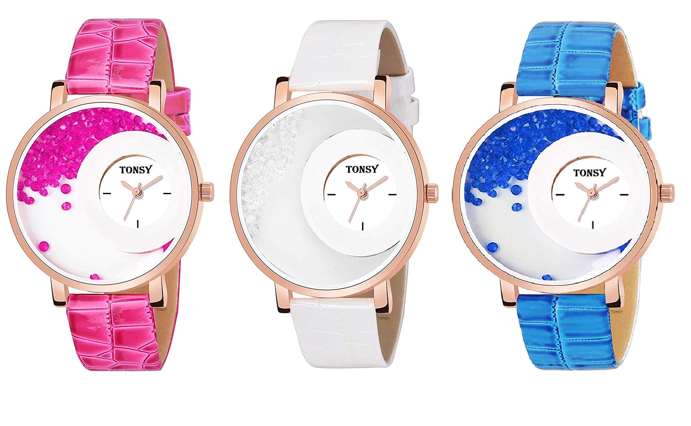 SS Collection Analogue White Dial Women's Watch - Pack of 3
