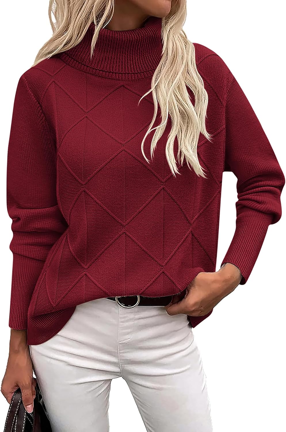 Zeagoo Women's Turtleneck Sweater Fall Winter 2025 Long Sleeve Chunky Knitted Trendy Pullover Tops