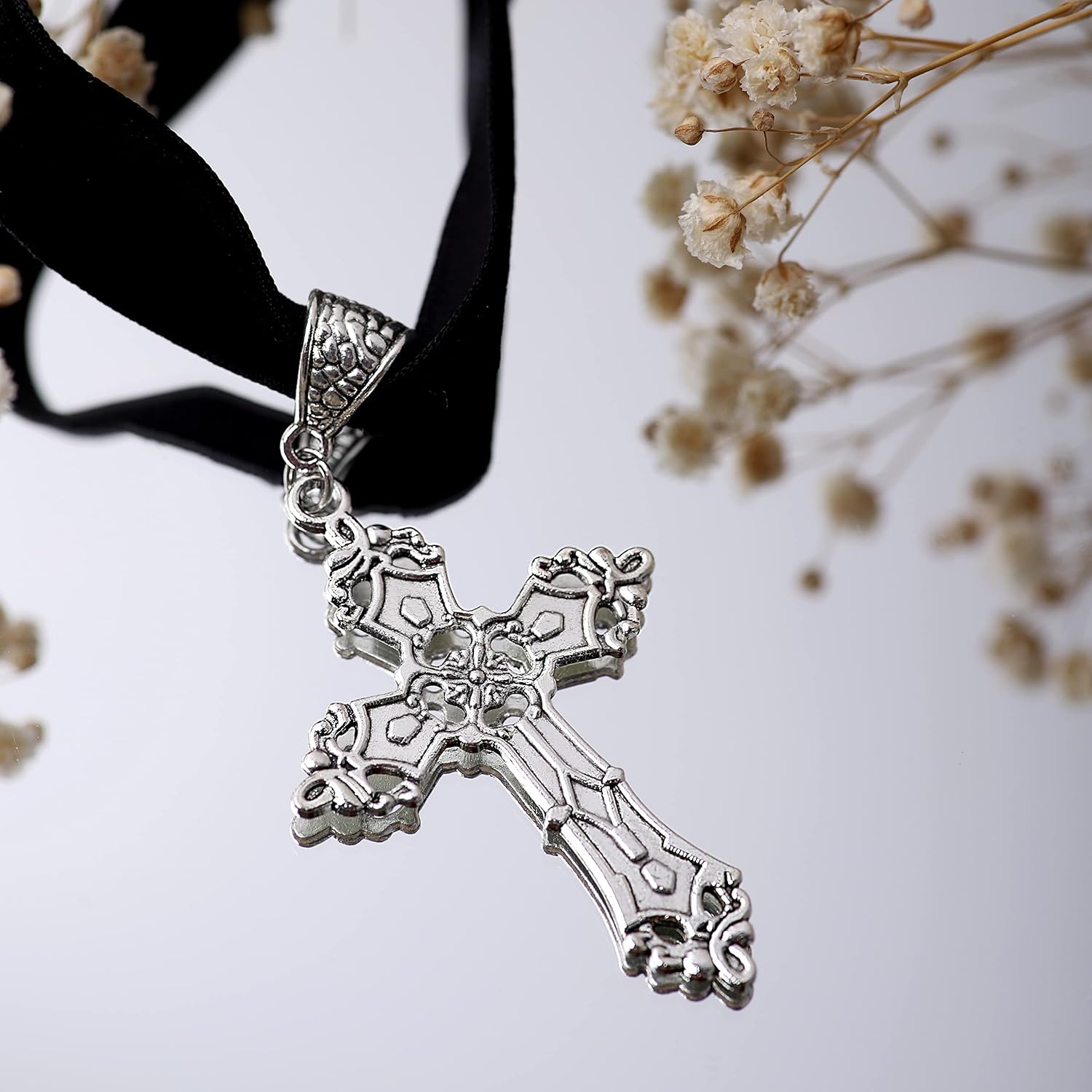 Sacina Gothic Cross Necklace, Zinc Alloy Black Cross Necklace, Halloween, Christmas Goth Jewelry Gift for Women - Image 5