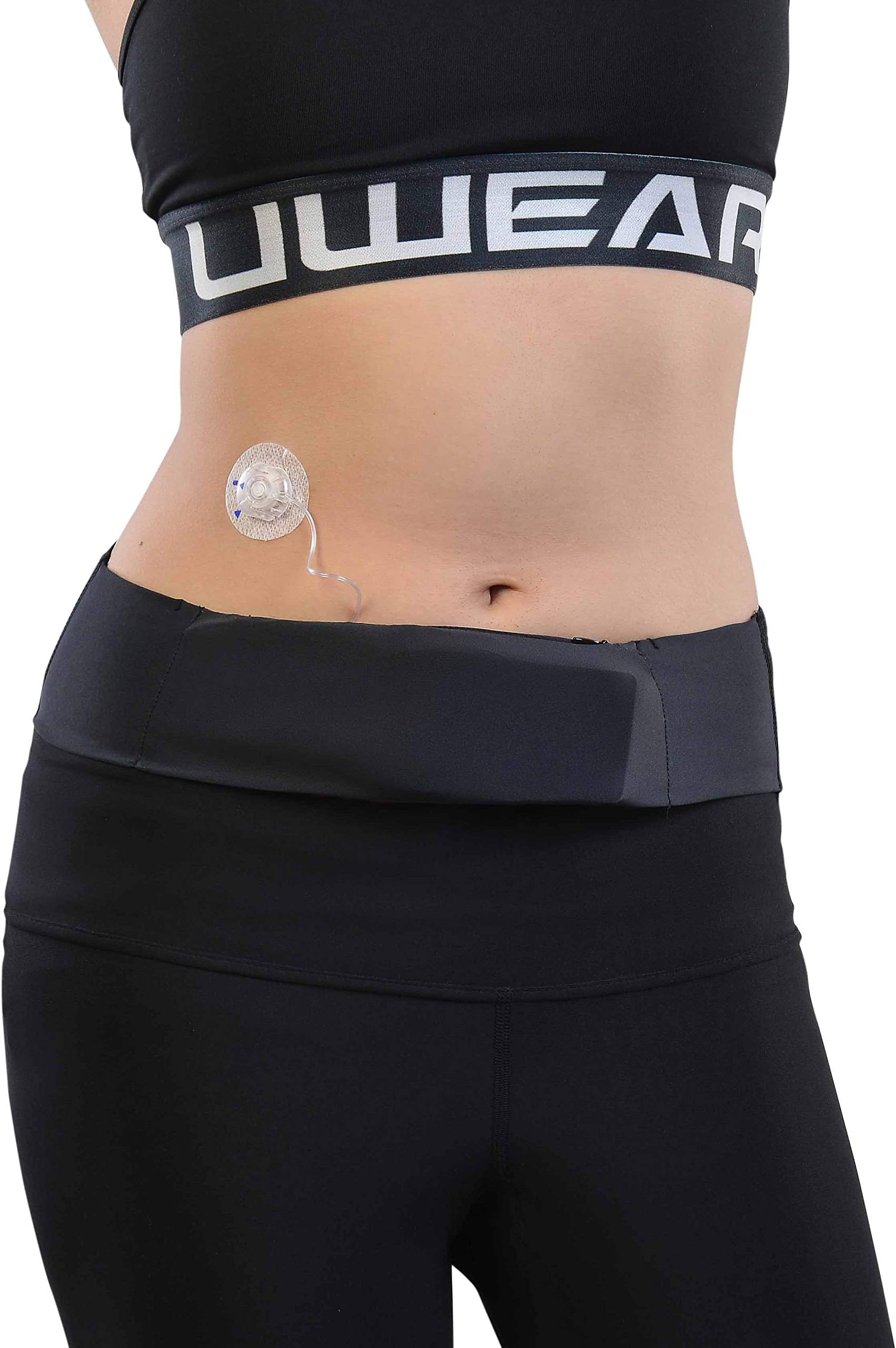 Dia-BellyBand - Waistband belt for insulin pump with openings for tubing - Medtronic, Dexcom, Tandem, Accu-chek & other brands. For children and adults with diabetes. Sport & travel.