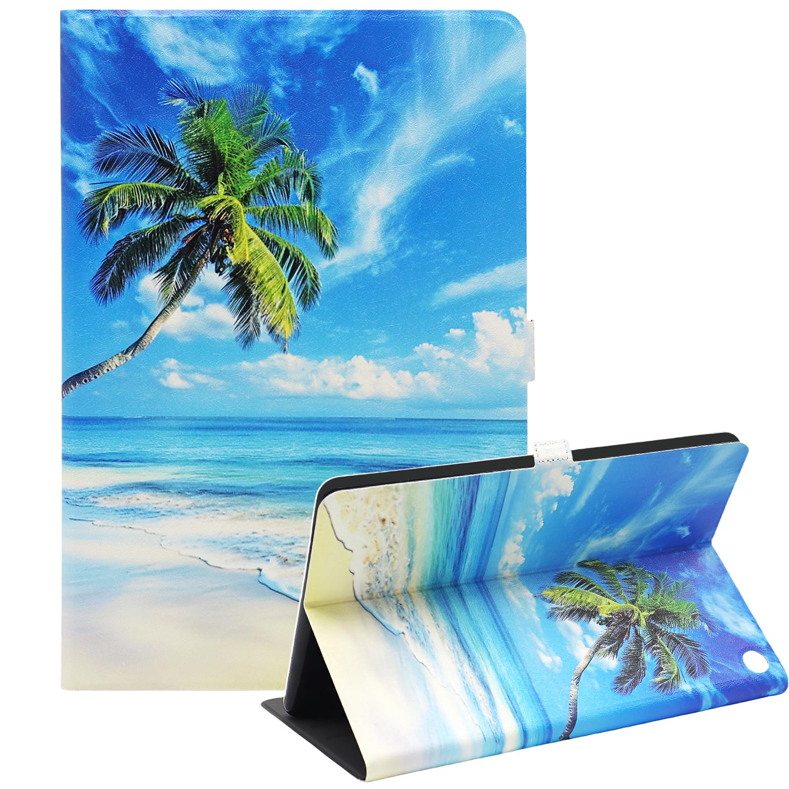 Photo 1 of **HAS SCRATCHES** Viclowlpfe Amazon Kindle Fire HD 10 and Fire HD 10 Plus 10.1" Tablet Case (13th/11th Generation 2023/2021 Release), Slim Fit Leather Stand Smart Cover with Auto Sleep/Wake, Coconut Tree