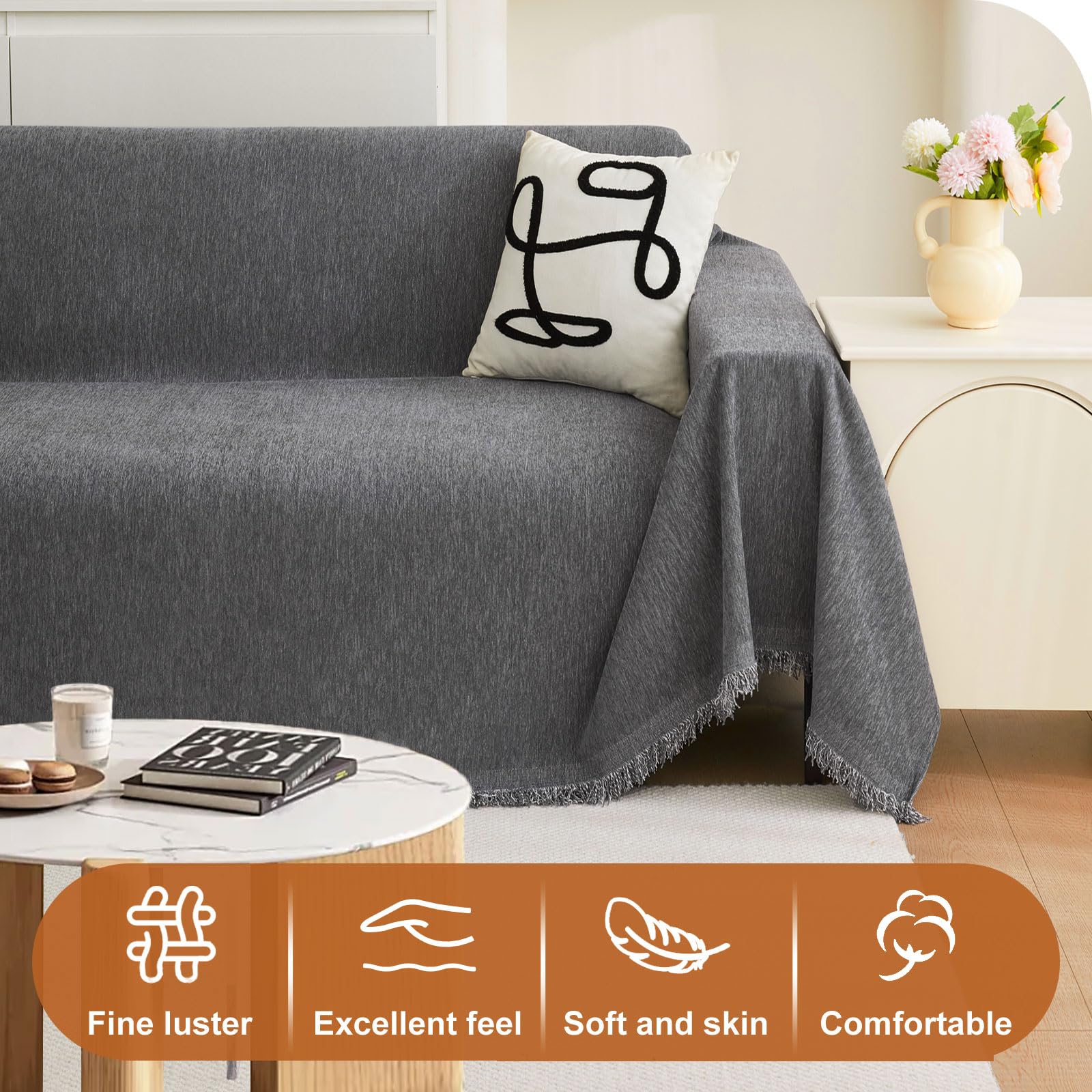 Sofa überzug-2025 Neue Universelle rutschfeste Sofa Überwurf,Sofa-Schutzhülle 1/2/3/4 Sitzer für Wohnzimmer,Dunkelgrau Sofabezug