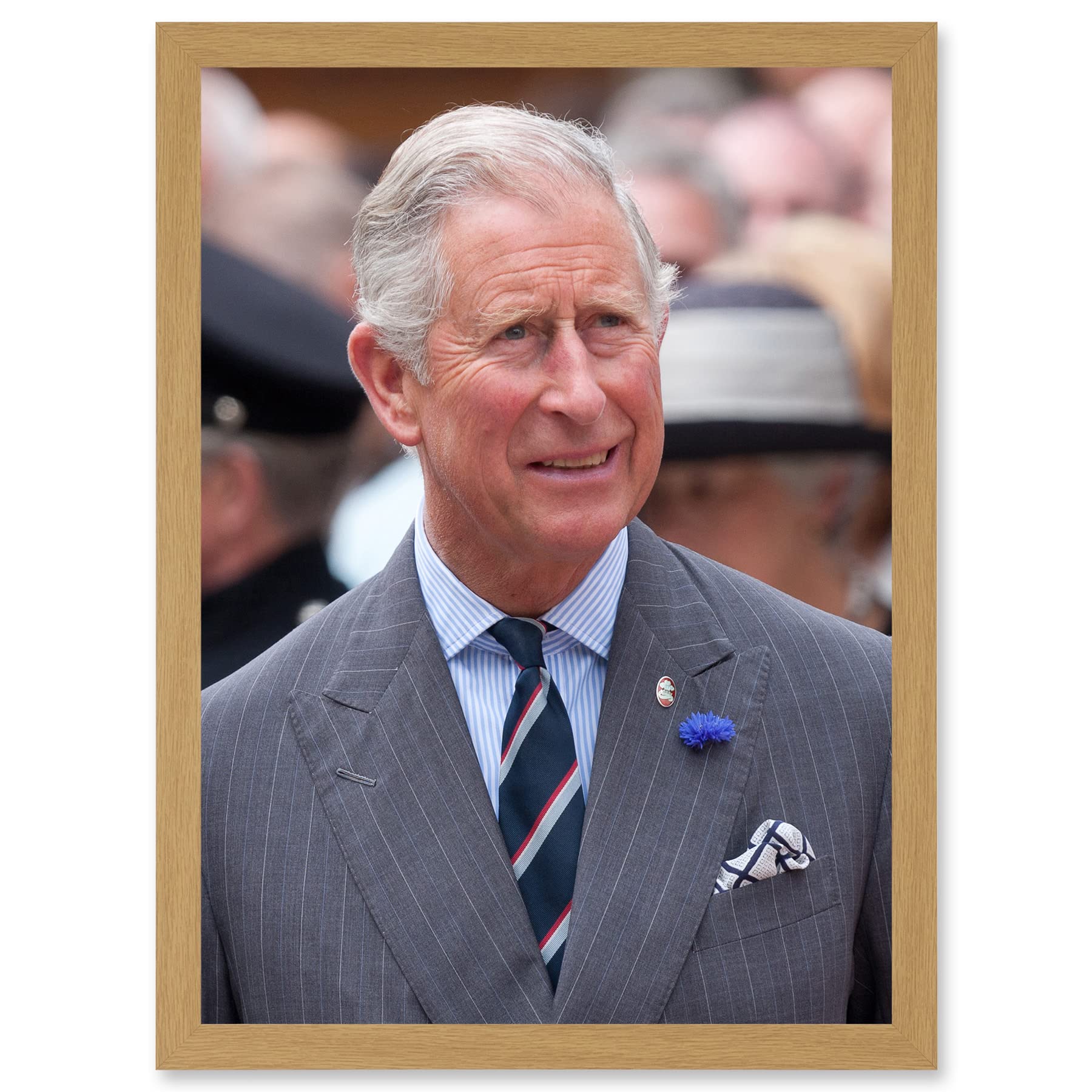 King Charles III Framed Wall Art Print A4 by Dan Marsh - Artwork - Light Oak Frame - Made in Scotland