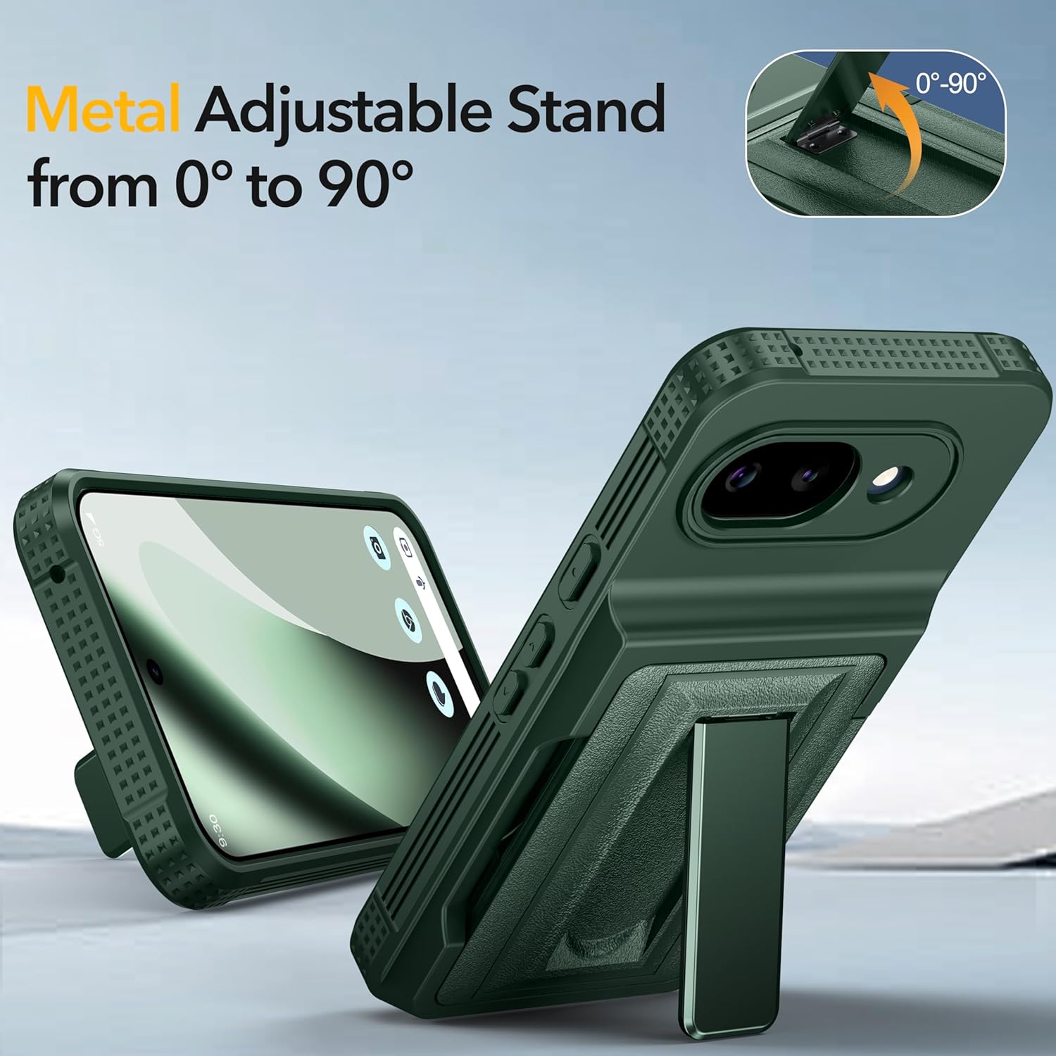 Oterkin for Google Pixel 10a Wallet Case [4-5 Card Holder] [Metal Kickstand] [RFID Blocking] [Full Camera Protection] [Military Grade Protection] Shockproof Rugged Phone Case for Google 10a, Green