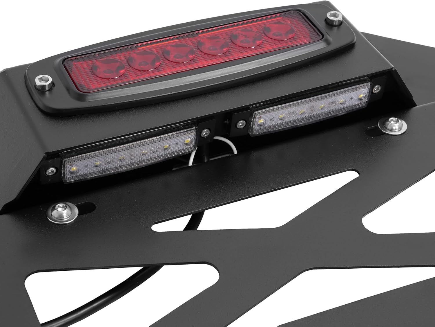 Spare Tire Delete License Plate Frame Compatible with 2007-2018 Jeep Wrangler JK Rear License Plate Relocation Kit Bracket Holder W/Plate Illuminate Light & LED Light Red Lens