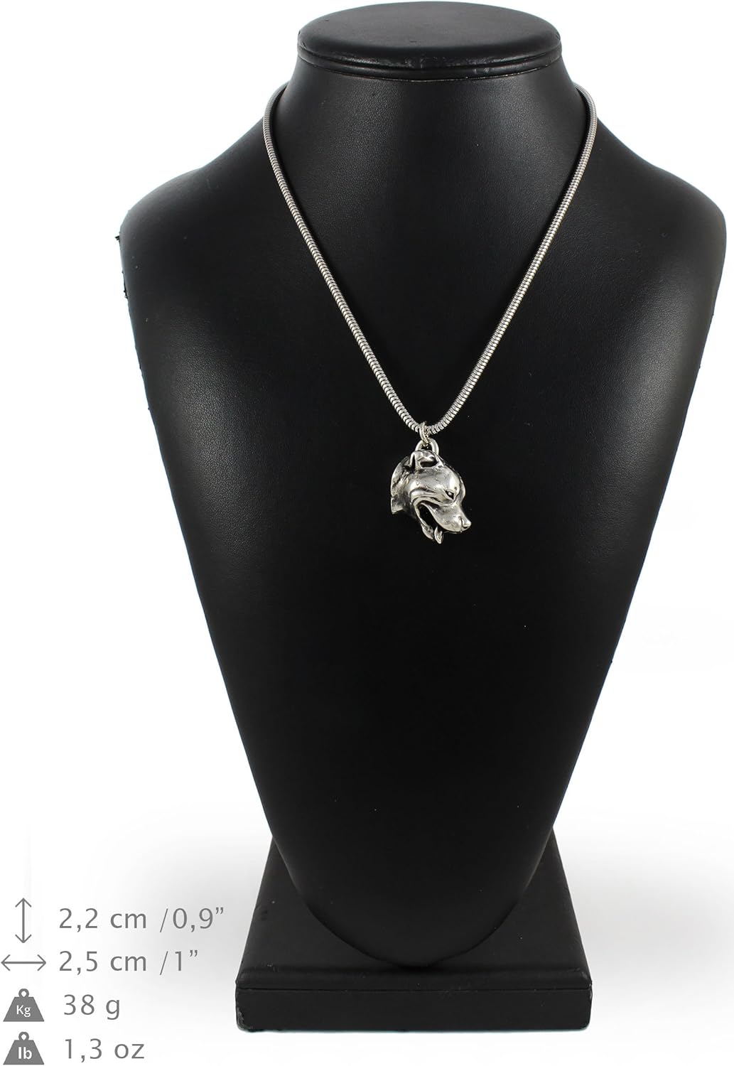 Art-Dog Collection Dog Pendant on Silver Thread - Handmade Dog Necklace with ZnAl Base and Silver Coating – Silver Dog Necklaces for Men and Women – Dog Breeds Jewelry – Staffordshire Bull Terrier 3D