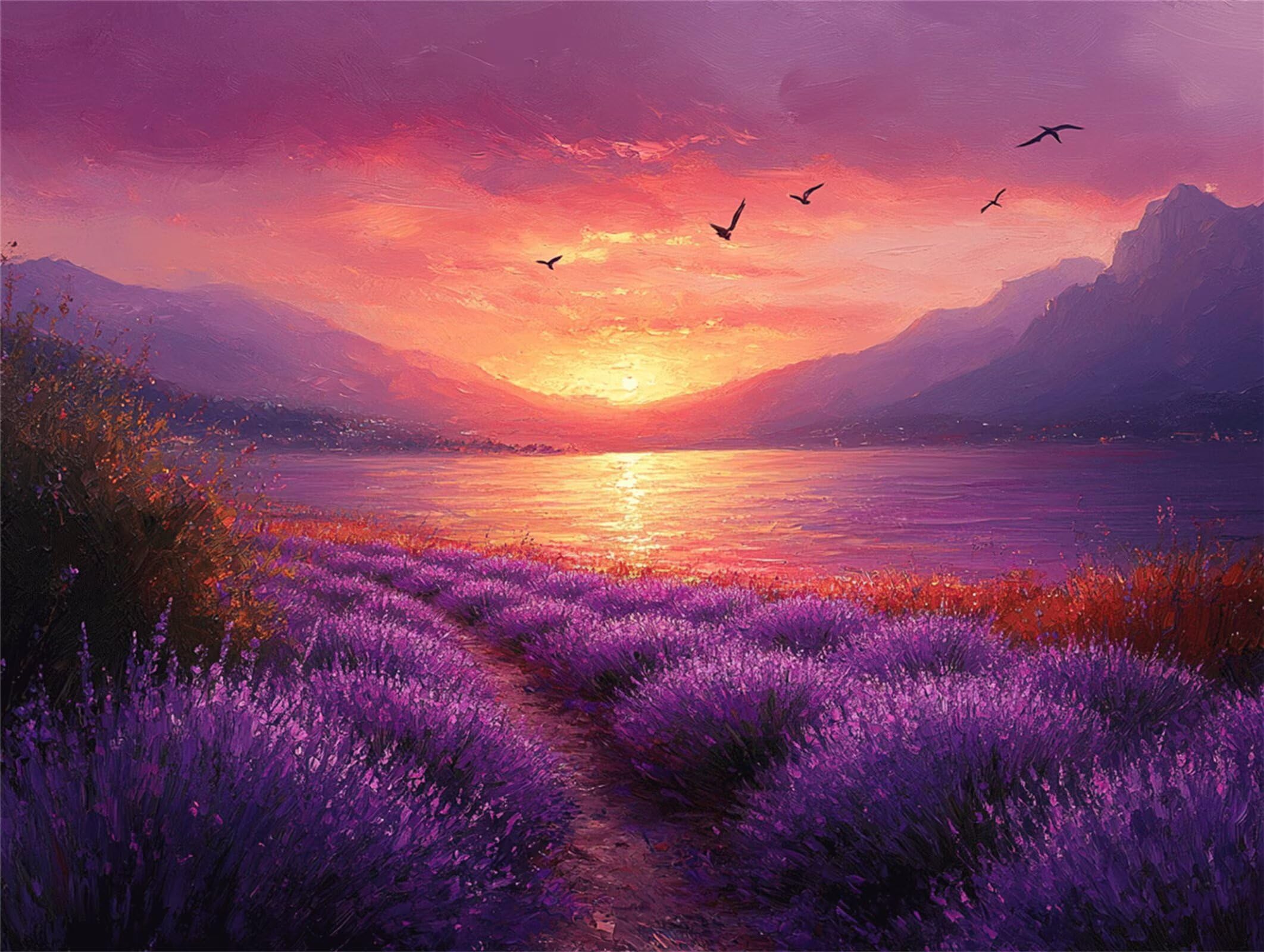 Puzzle 2000 sztuk 99 x 70 cm, Puzzle Dorośli Lawenda Słońce, n-817
