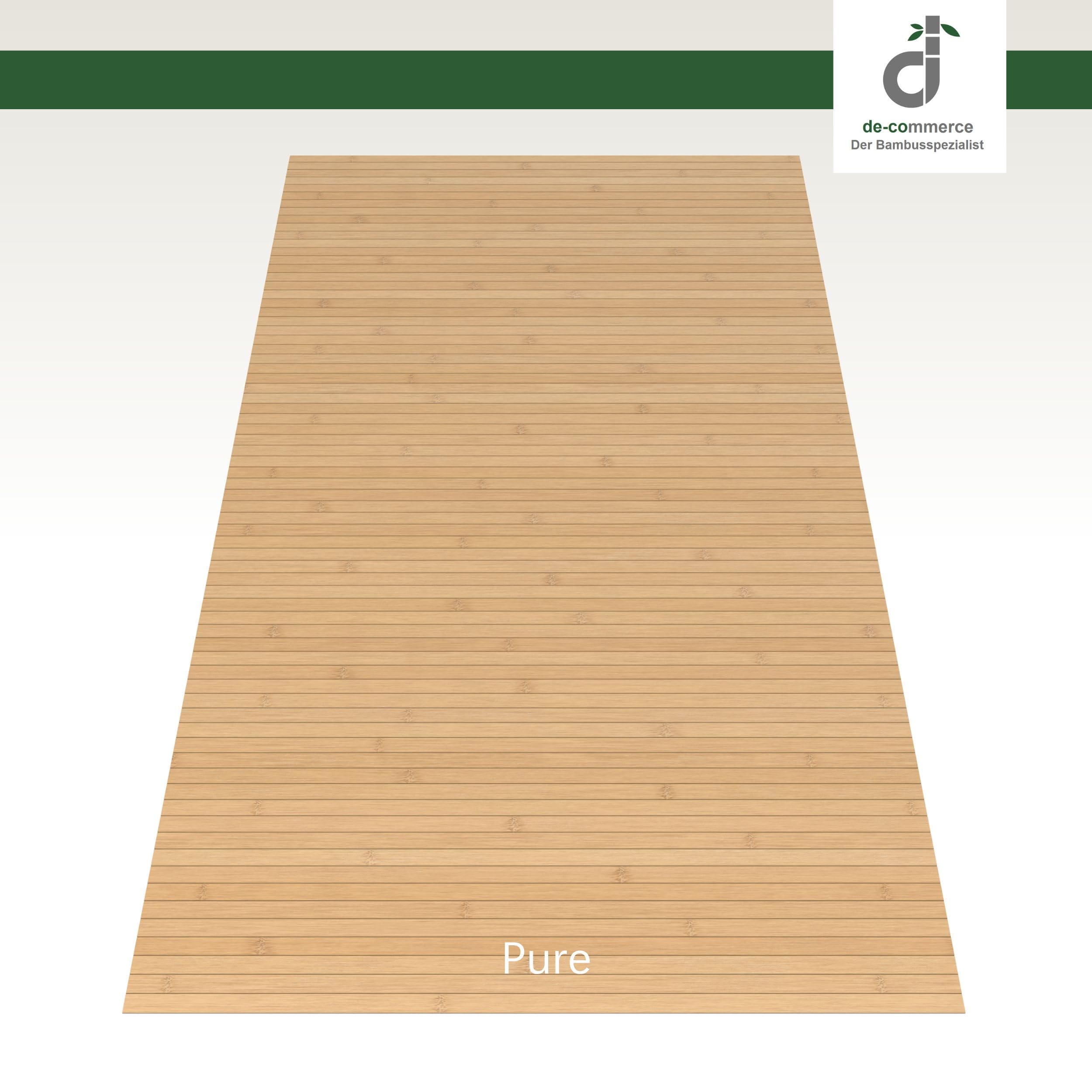 DE-COmmerce Bambusteppich Massive Pure, 200x300 cm, 17mm gehärtete Stege, massiver Teppich ohne Bordüre, Bambusmatte