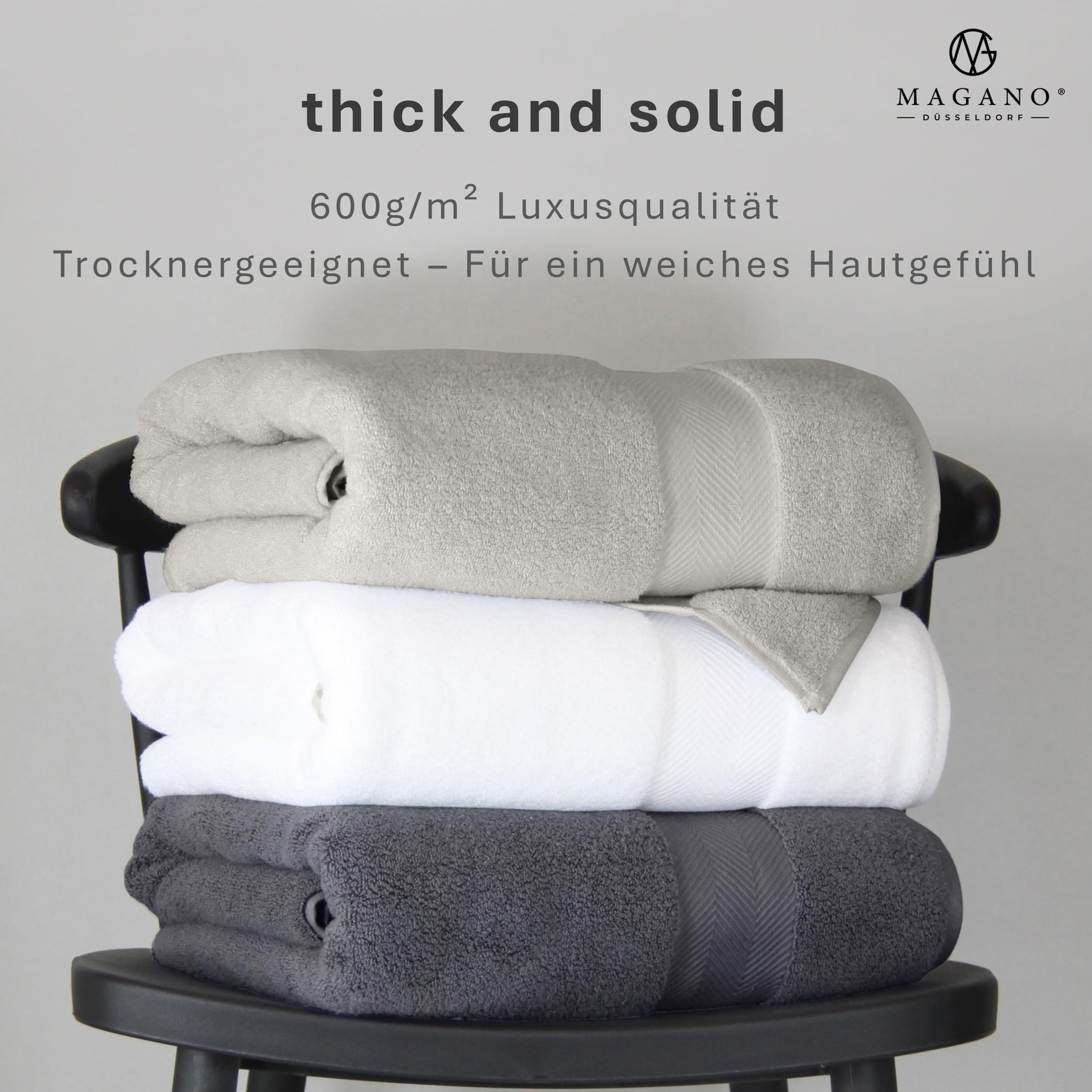 Magano® Luksusowy zestaw ręczników | 2 x ręcznik kąpielowy 70 x 140 cm biały | bambus i bawełna | 600 g/m² jakość premium | duże ręczniki kąpielowe | zestaw 2 szt. (biały)