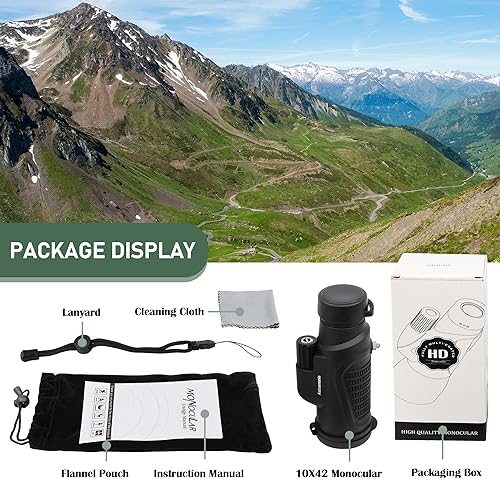 Miniatura 5 de Astromania Telescopio monocular de prisma K9 HD 10X42, impermeable, monoscopio de mano compacto, para observación de aves, camping, viajes, paisajes