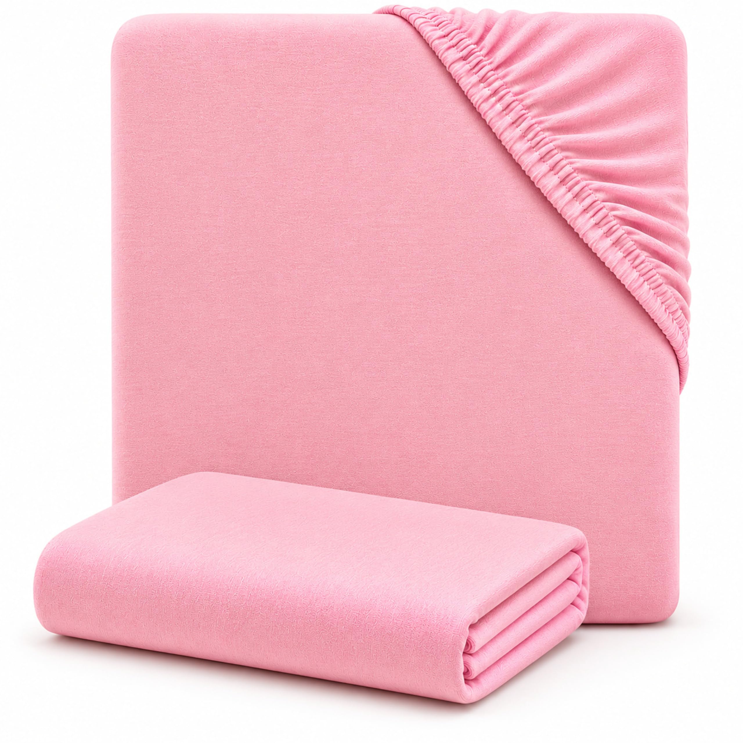 Dudu N Girlie Jersey Cotton Fitted Cot Sheets, 60x120cm, Pink, 2 Pack
