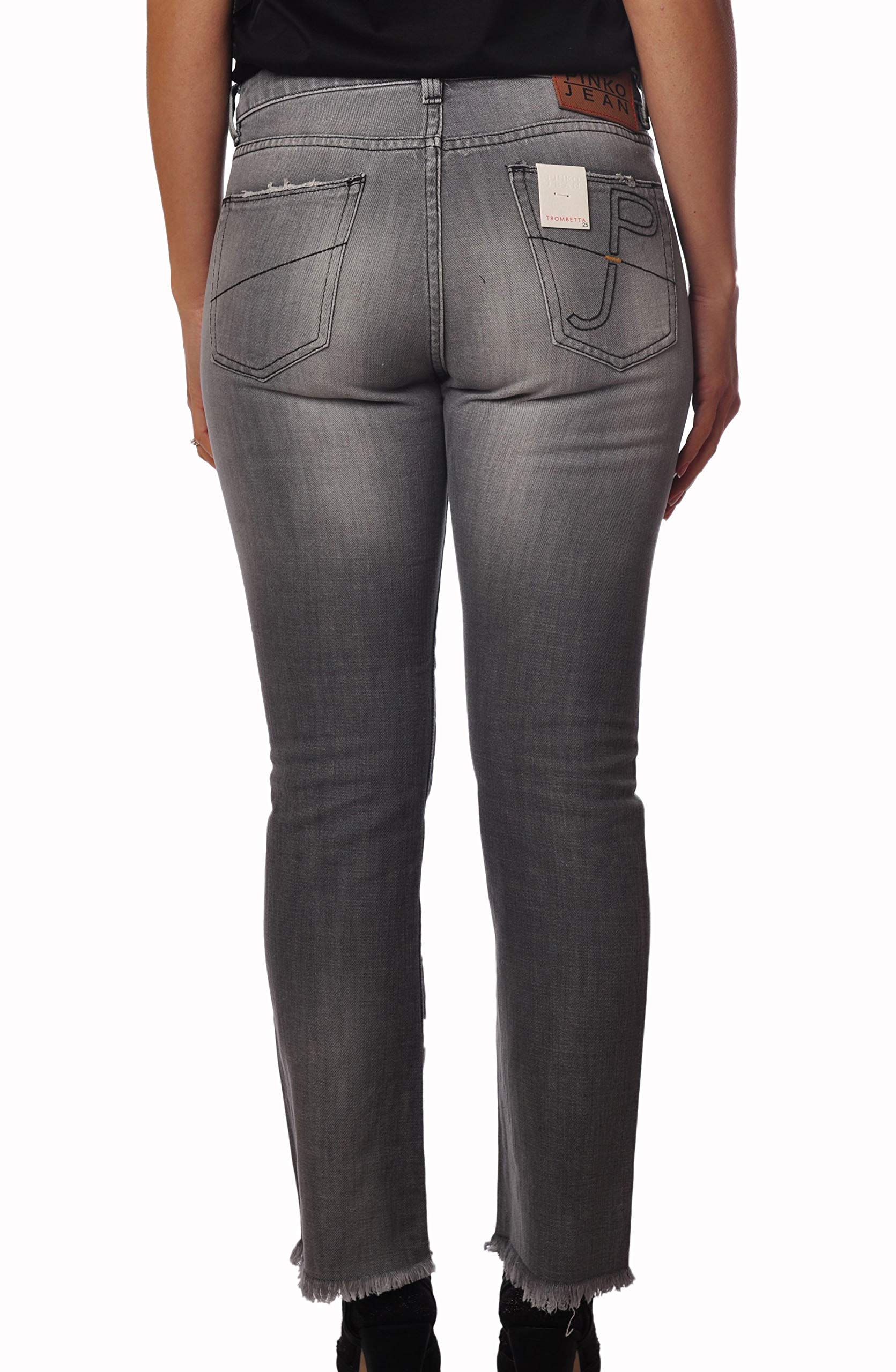 Pinko Denim Grigio con gambuli Effetto trombetta sprofilati sul Fondo. Codice CLIZIAPJ-DenimTrombetta-VintageGrigio (29)