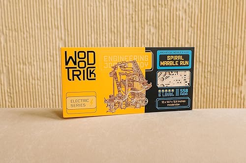 Miniatura 7 de Wood Trick Carrera de Mármol de Madera en Espiral con Motor Eléctrico - Rompecabezas 3D de Madera para Adultos para Construir - 33x33 cm - Kits de