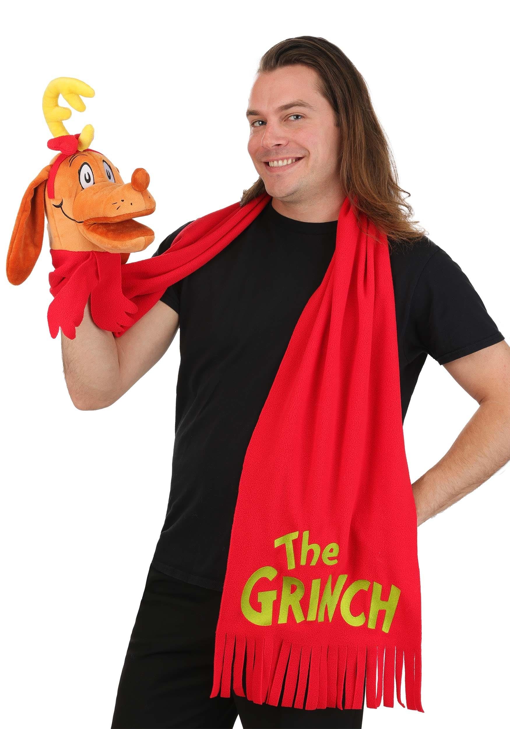 Dr. Seuss Grinch Max the Dog Red Embroidered Scarf Halloween Costume Accessory for Book Week, Officially Licensed