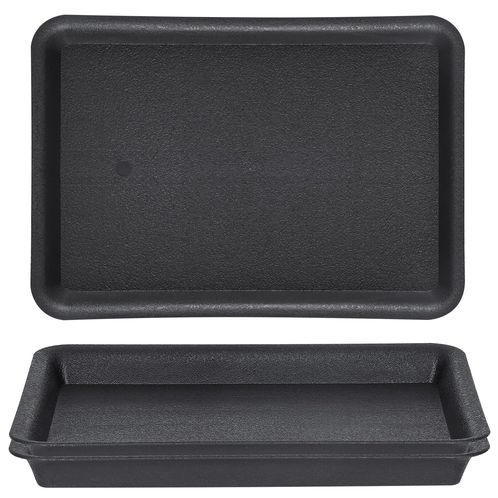 GREANER Plant Saucer Tray Rectangular Black 3 Pack