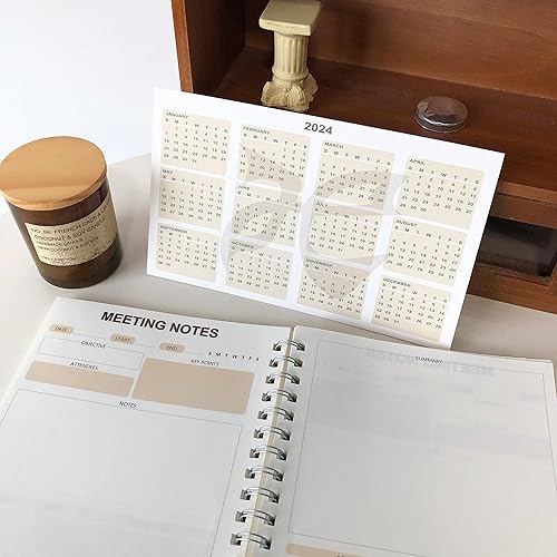Miniatura 6 de Cuaderno de reuniones para trabajar con resumen, planificador de proyectos de 180 páginas (7 x 10 pulgadas) con calendario 2024, organizador de