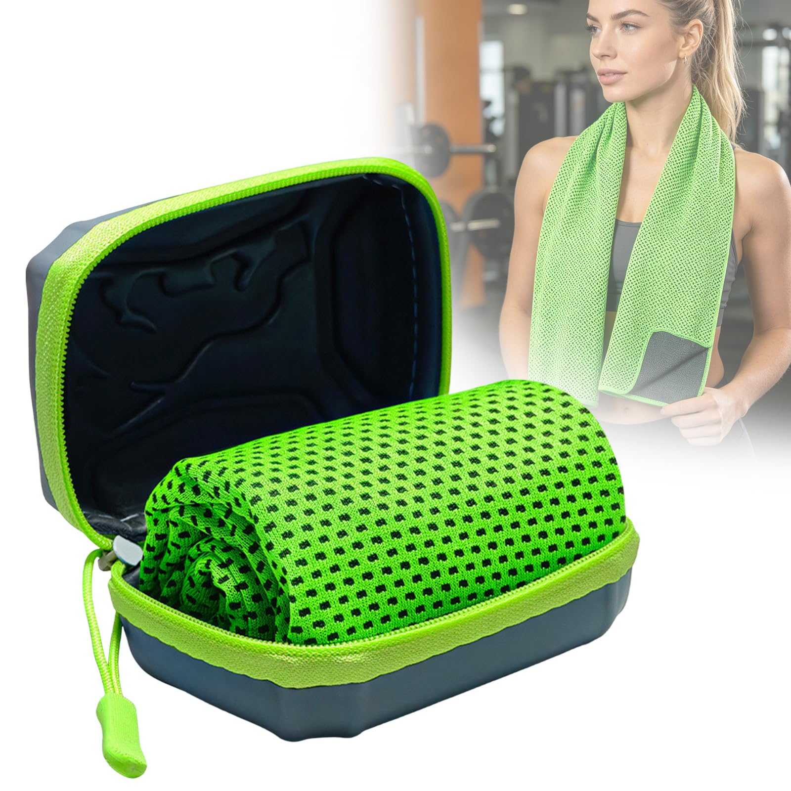 Cooling Towel with EVA Hard Case, Instant Ice Towel for Neck Face, Soft Breathable Gym Towel, Fast Drying Cooling Scarf for Workout, Hiking & Sports (A-3) โ image 1
