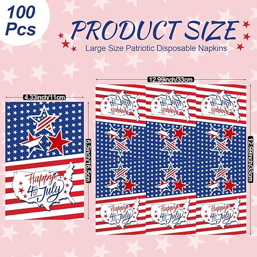 Miniatura 2 de Servilletas de papel desechables patrióticas de 3 capas para el Día de la Independencia, cena con bandera americana, toalla de mano para invitados,