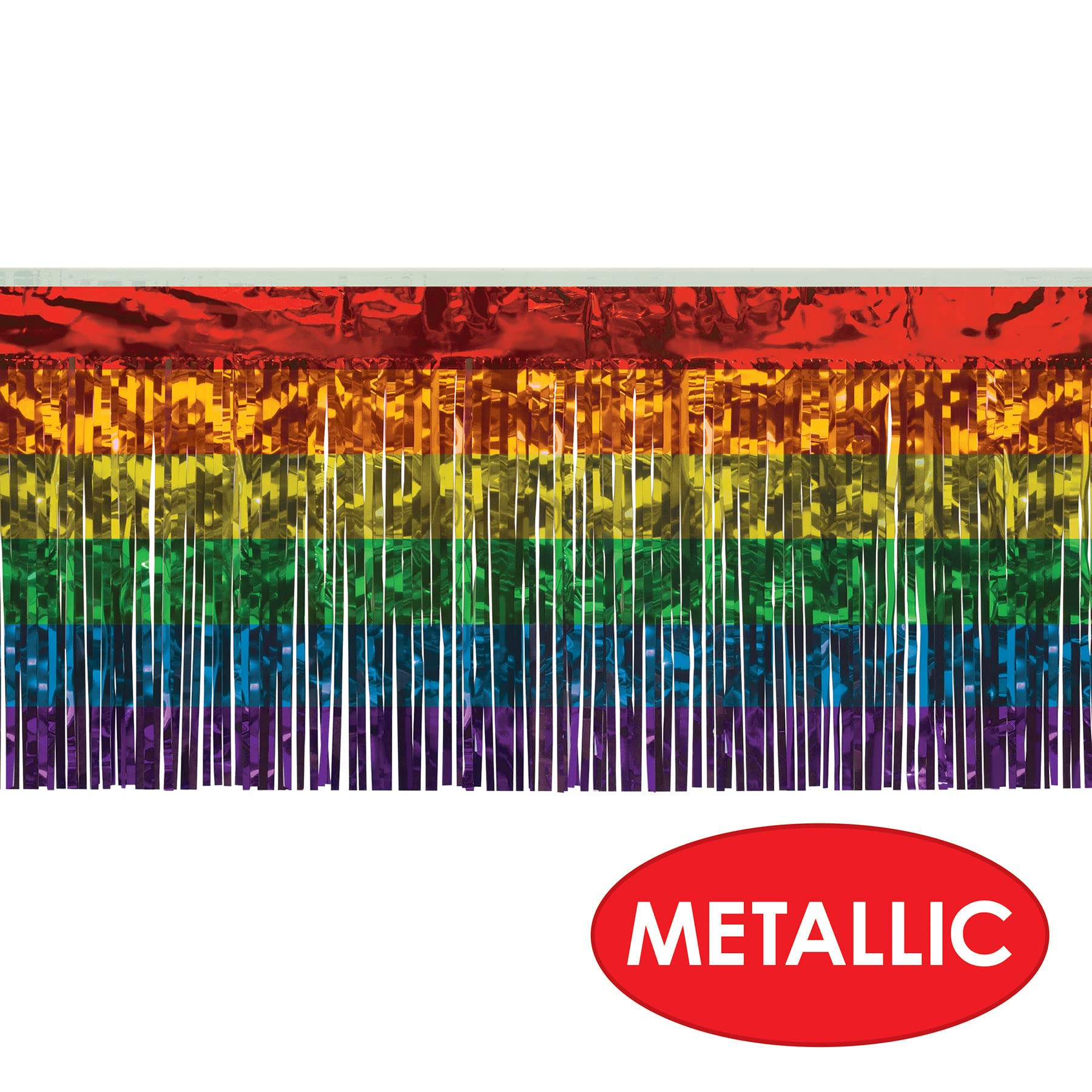 Beistle 1 Kat Metalik Püsküllü Perde, 2 Parça, 38 cm x 10 ', Çok Renkli