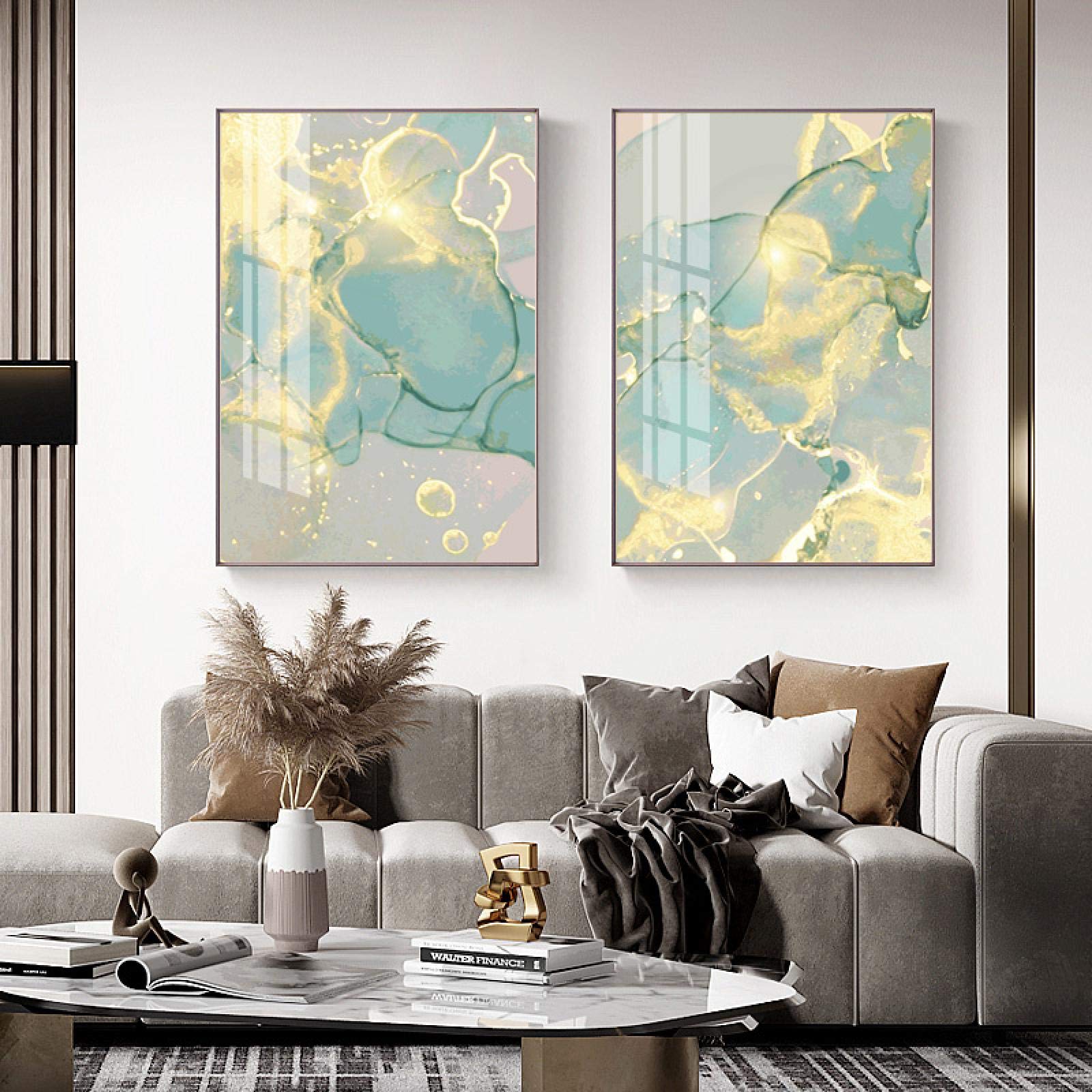 Affiche et impression style scandinave marbre vert doré affiche murale 50x70cm
