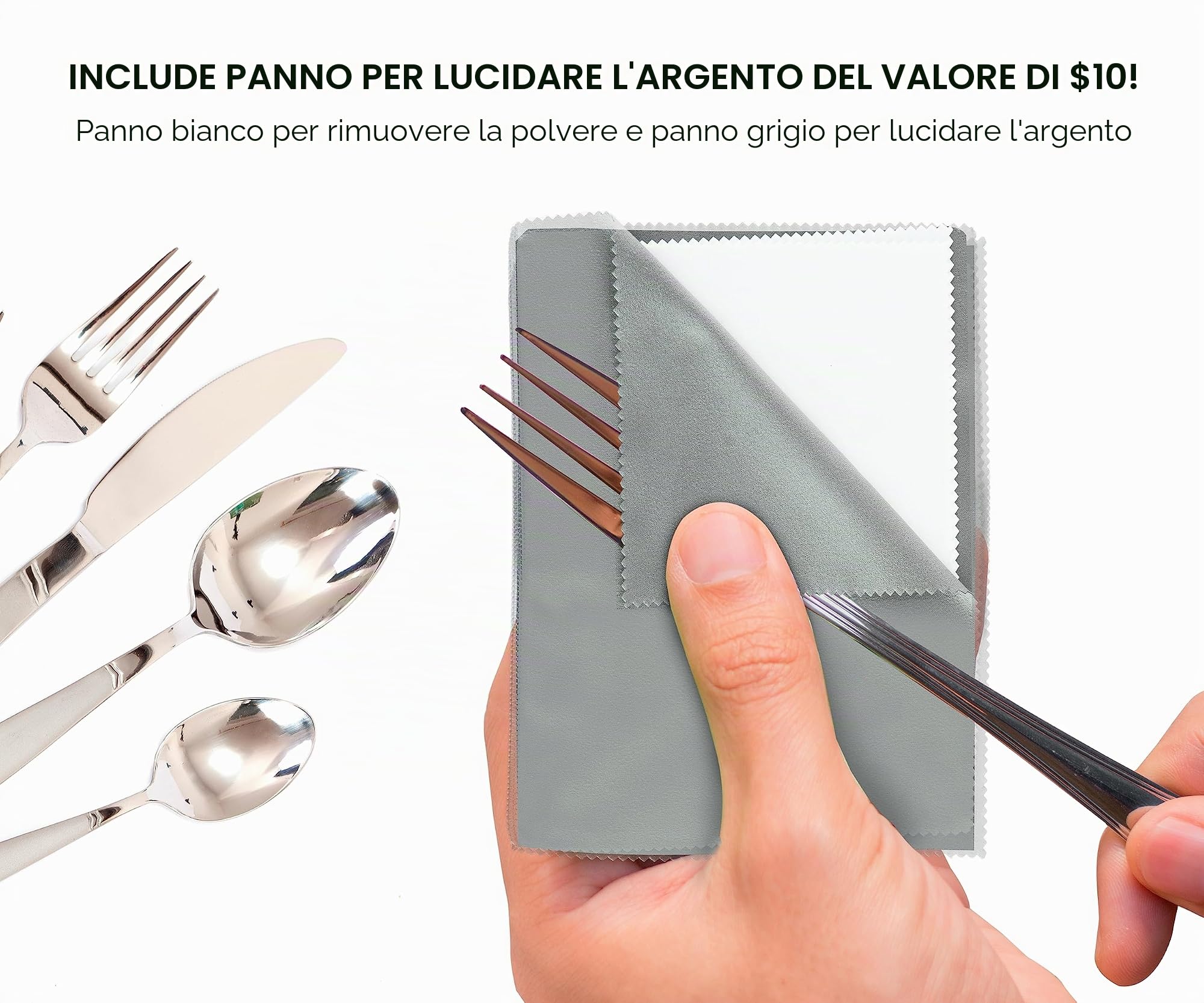 Scatola portaoggetti per posate in argento, con coperchio, anti-ossidazione, divisorio foderato in feltro e cassetto, per 14 persone, include panno per la pulizia
