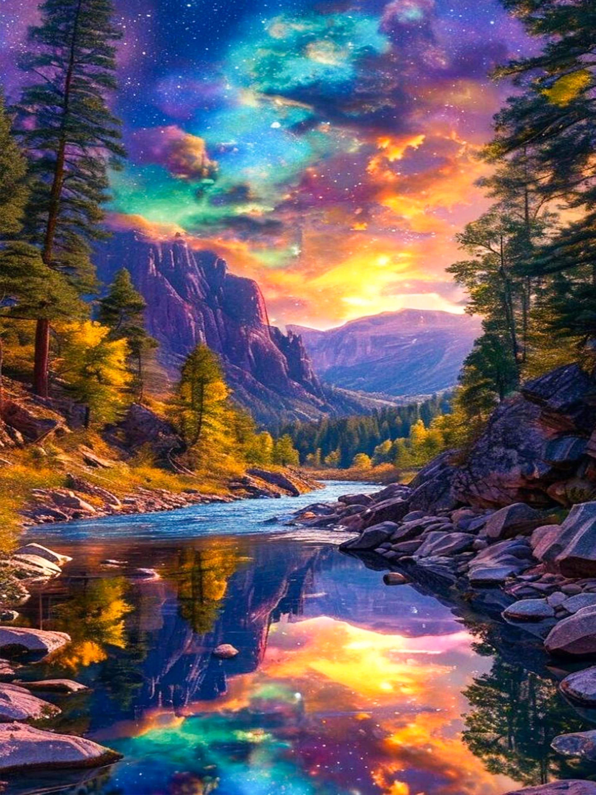 OkarinaArt Diamond Art Kits Adults Mountain Scenery, DIY 5D Diamond Painting Kit for Adults, Sunset Landscape Full Round Drill Gem Art Dots Beginners, Perfect for Home Wall Decor 12X16 Inch