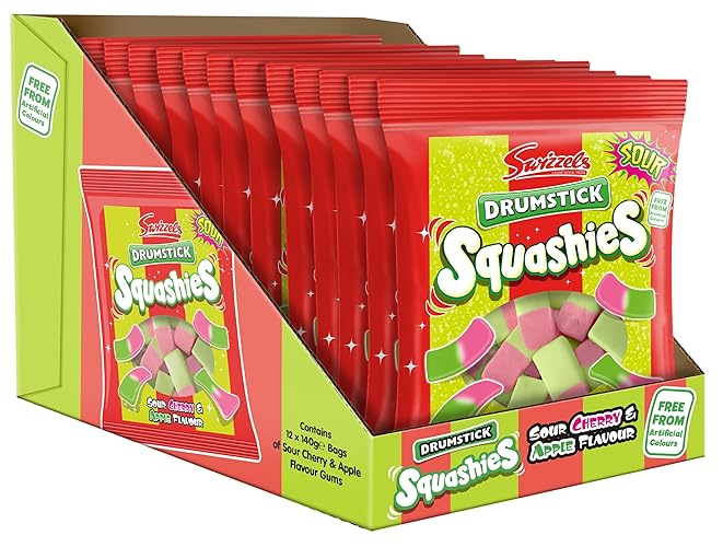 Swizzels Squashies Sweets - Sour Cherry & Apple Flavour - Multipack (12 x 140g) - 14.4 cm x 12.1 cm x 33 cm