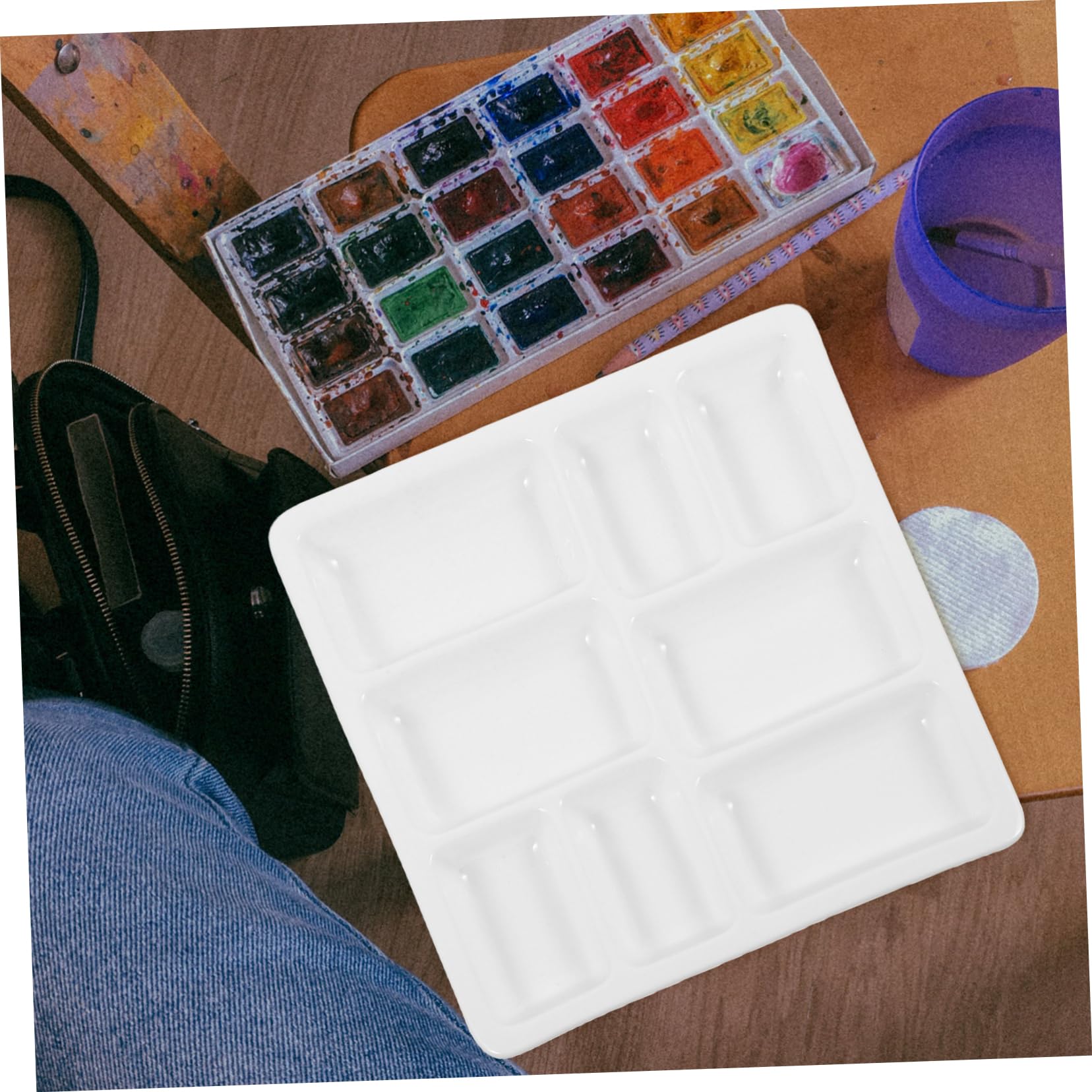 jojofuny Keramikpalette Quadratisch Mit Farbnäpfchen Leer Für Aquarellfarben Und Pigmentmischen Als Künstler Zubehör