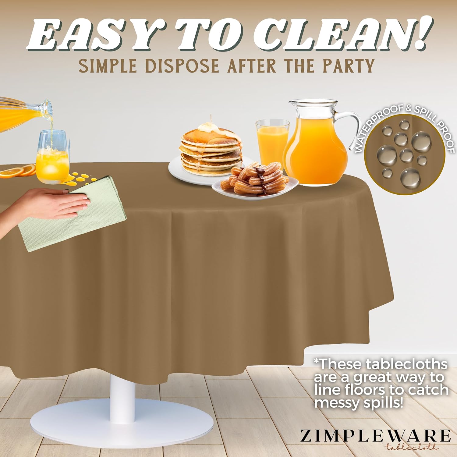 ZIMPLEWARE Premium Gold Plastic Table Cloth Disposable (12 Pack) Round Tablecloth (84in) Party Table Cloths Disposable, Perfect Table Cloth Round Cover for Any Table Up to 6 Feet