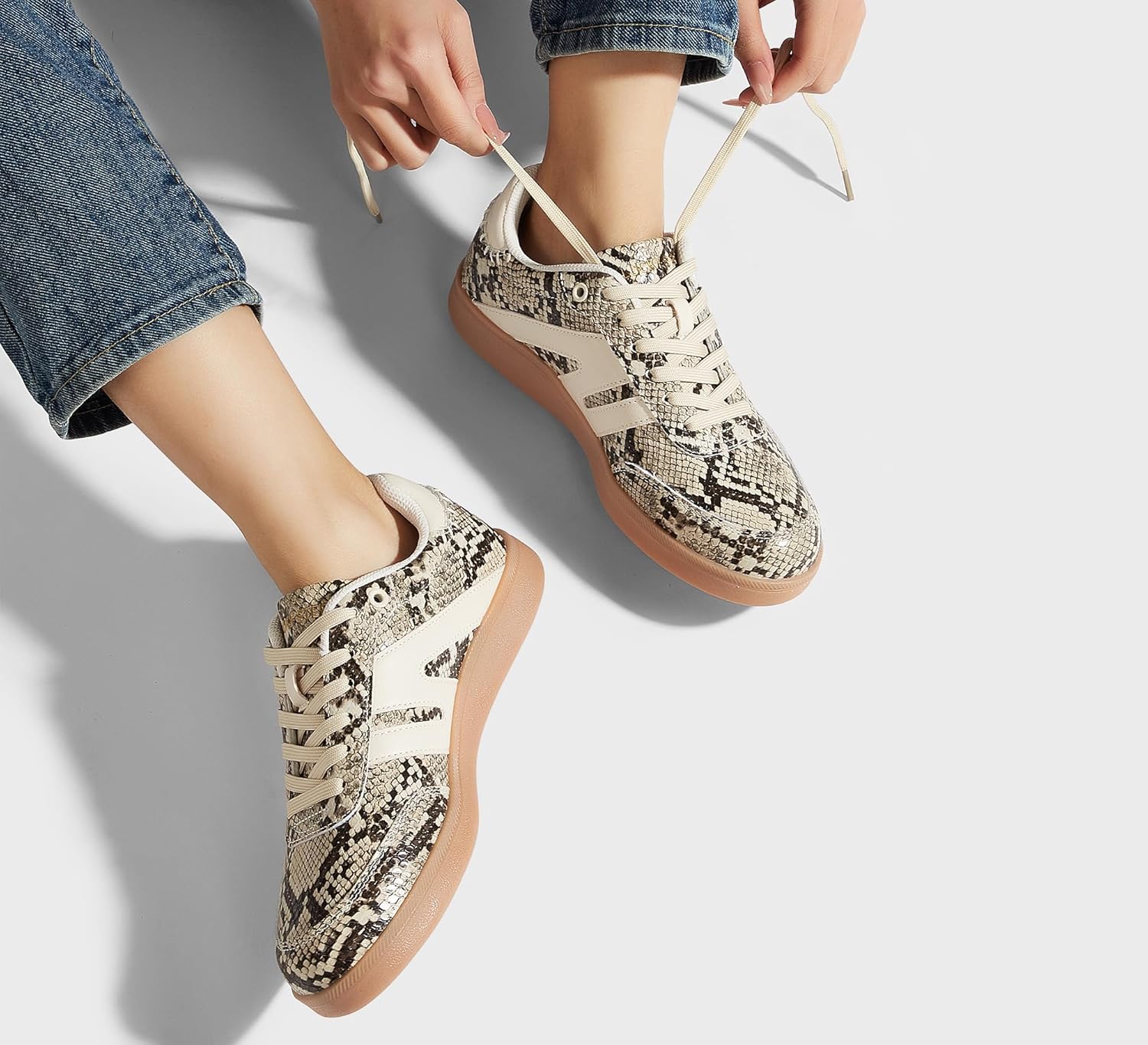 LUCKY STEP Women Classic Retro Gum Sole Fashion Sneakers Casual Tennis Skate Shoe Genuine Leather Walking Footwear Anti Slip Trainers - Image 8