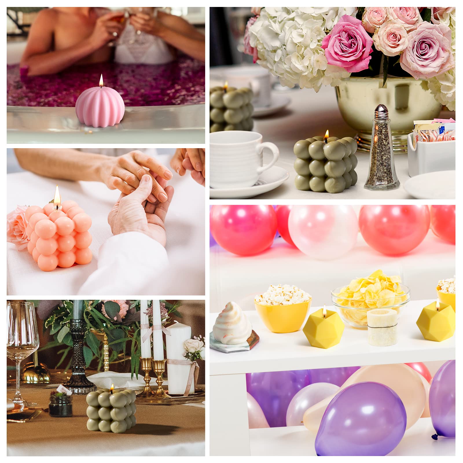 DAWRIS Silikon Kerzenformen Set - 6-teiliges DIY Kit Zum Kerzen Gießen