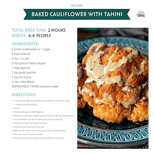 Miniatura 7 de Incredible Tahini Mantequilla de sésamo natural exprimible  Pasta de tahini clásica y a base de plantas para aderezo de ensalada y humus