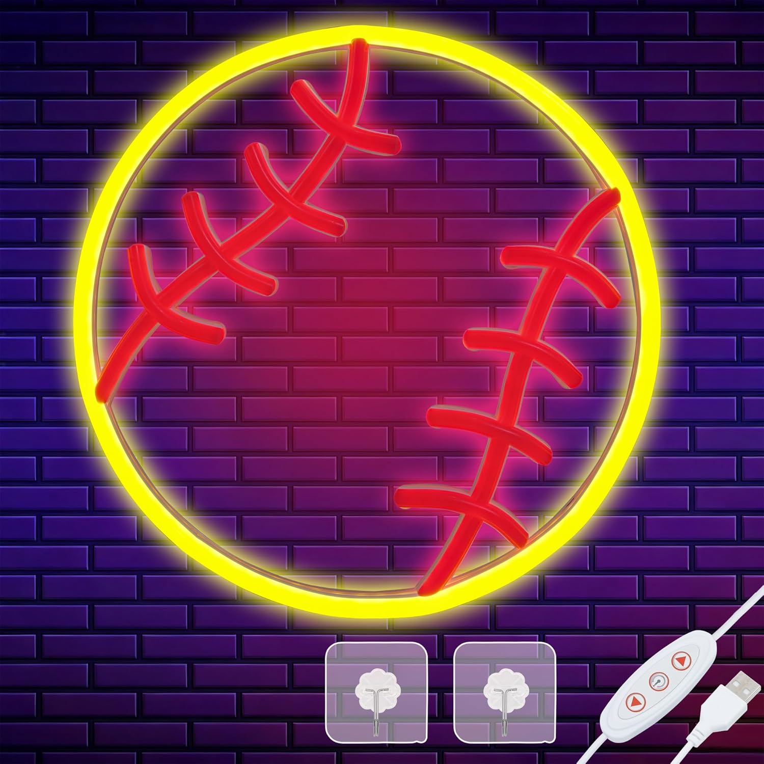 Softball Neon Sign for Wall Decor - 9x9 Inches USB Powered LED Light with Adjustable Brightness, Sports Room Decor for Girls, Perfect Softball Gifts for Mom and Fans