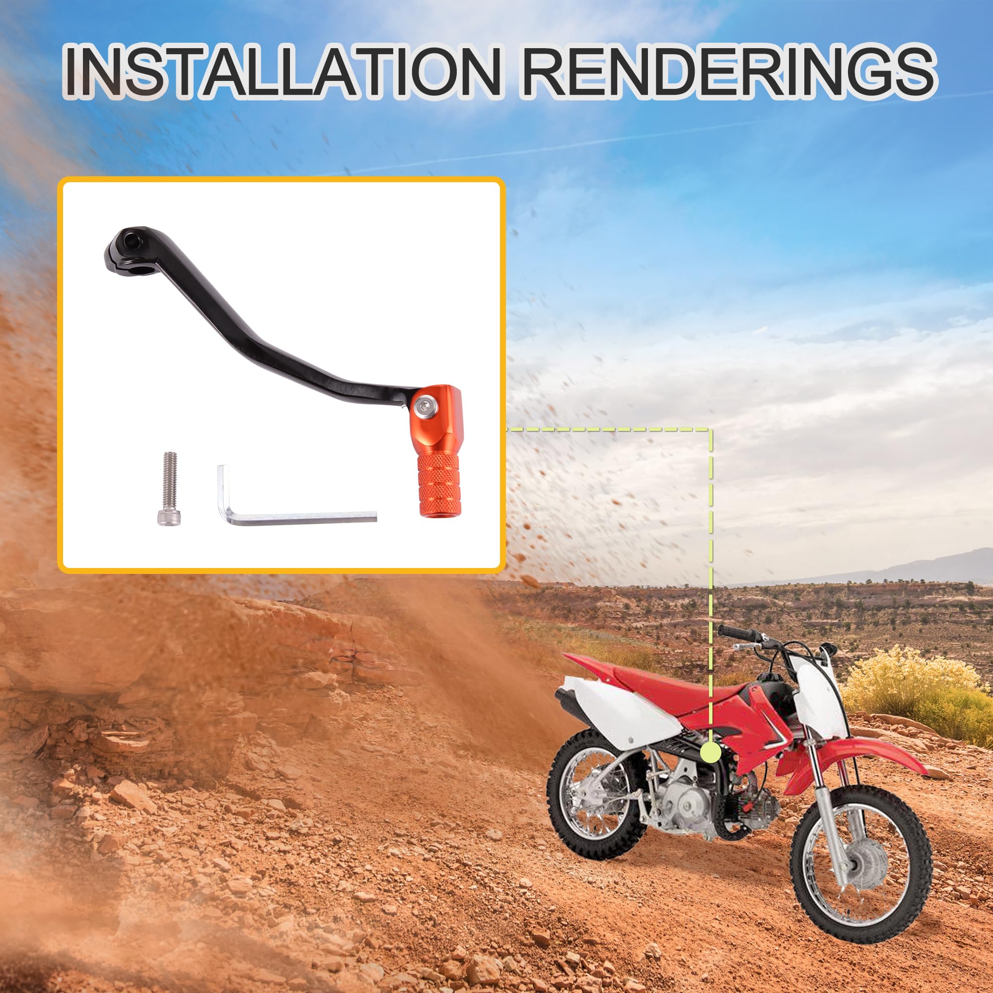 GOOFIT Motorcycle arancione Alta Qualità Lega di Alluminio Pedal Pieghevole Leve del cambio Sostituzione per Moto ATV Sump