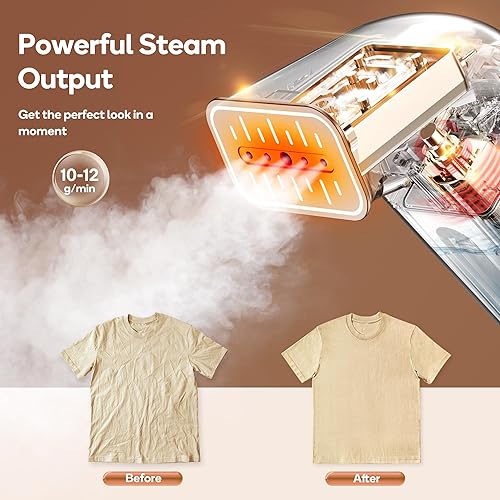 Miniatura 3 de Newbealer Vaporizador de ropa para ropa, potente plancha de vapor, vaporizador de mano de 284  con suela de cerámica antiadherente, vapor horizontal