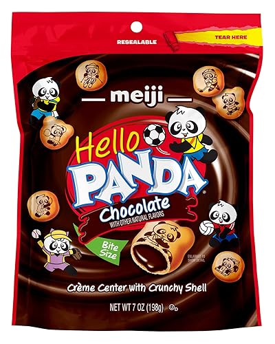 Miniatura 2 de Meiji Hello Panda Cookies paquete resellable de chocolate relleno de crema  7 onzas paquete de 6 galletas de tamaño mordido con Fun Panda Sports