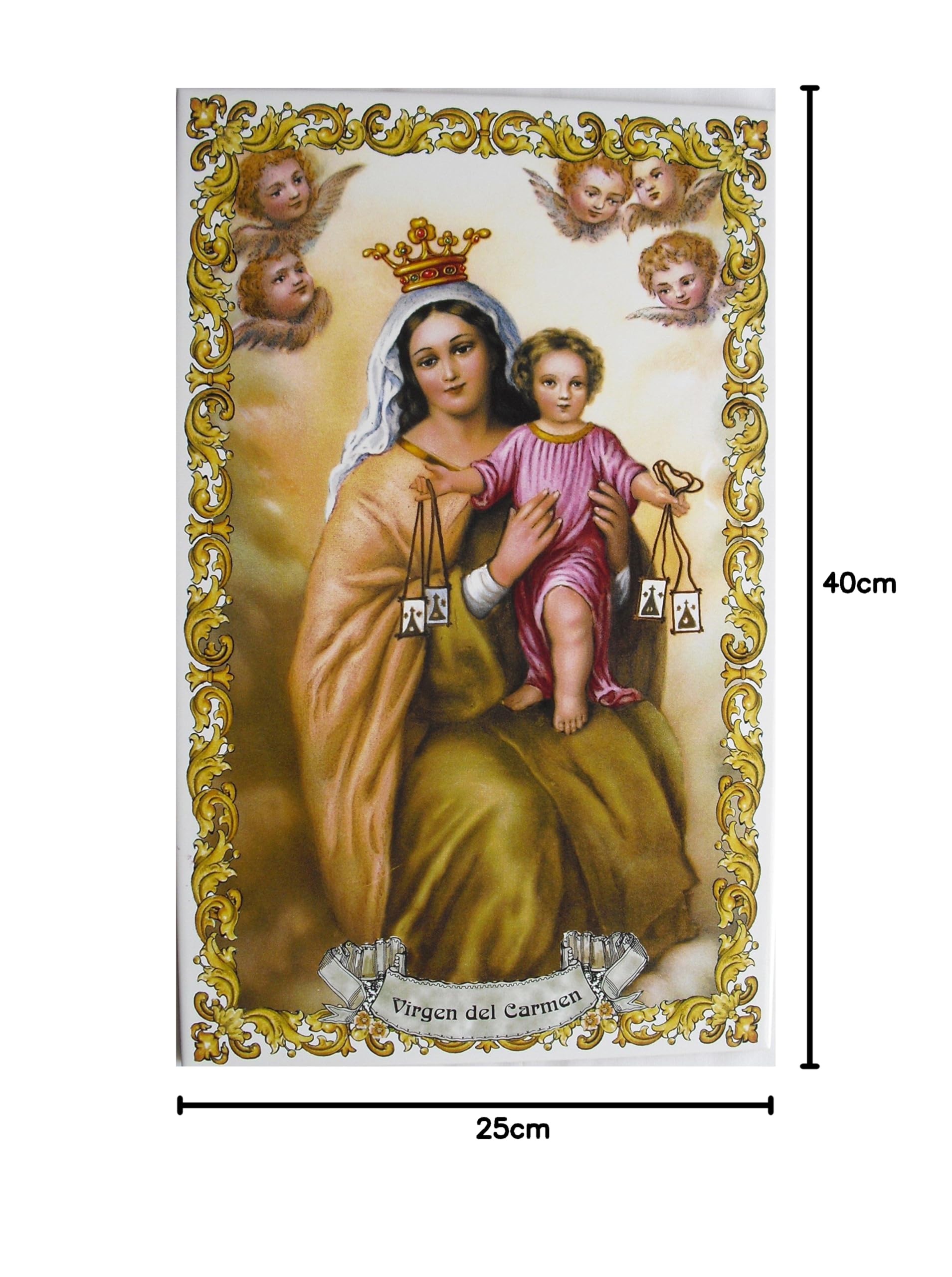 Azulejo de cerámica Virgen del Carmen 25 x 40 cm