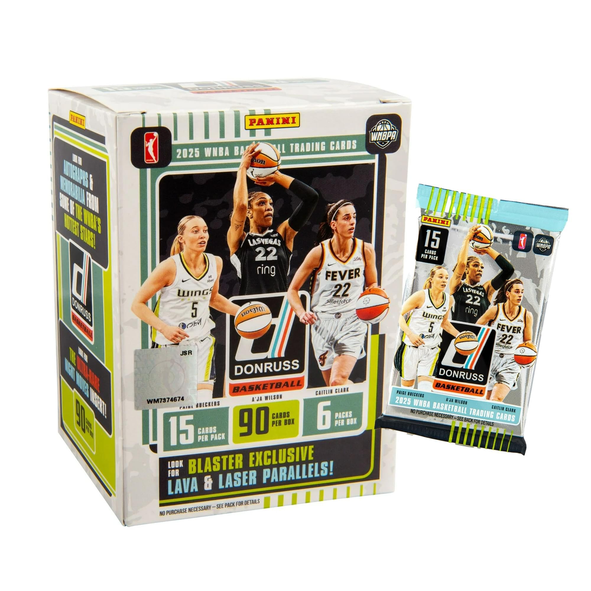 Panini Donruss WNBA Basketball Blaster Box 2024-25 – Cartes à Collectionner Officielles – Comprend des Cartes Rookie, des Inserts et des parallèles – Boîte scellée