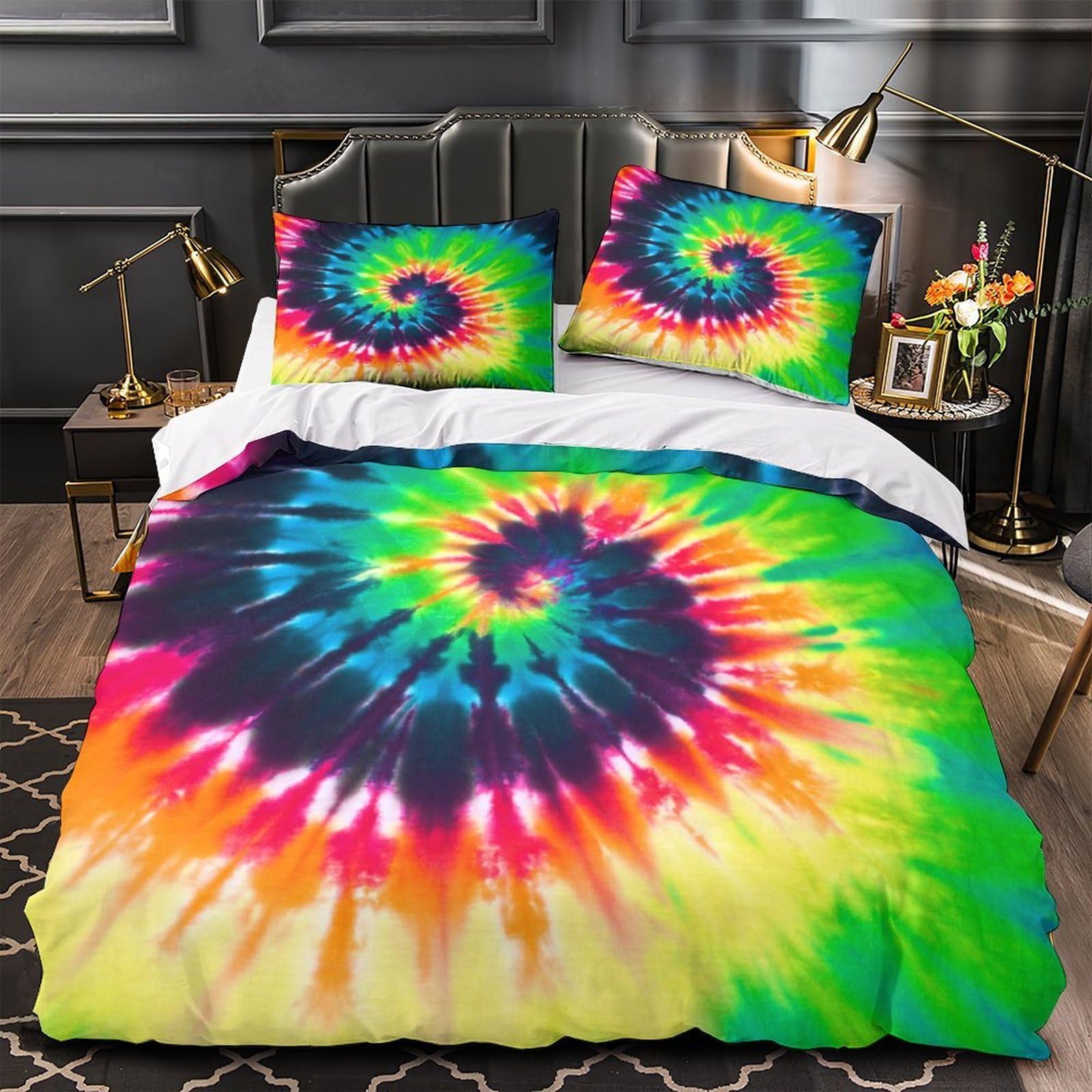 Housse de couette fermeture éclair 140x200 douce tie-dye