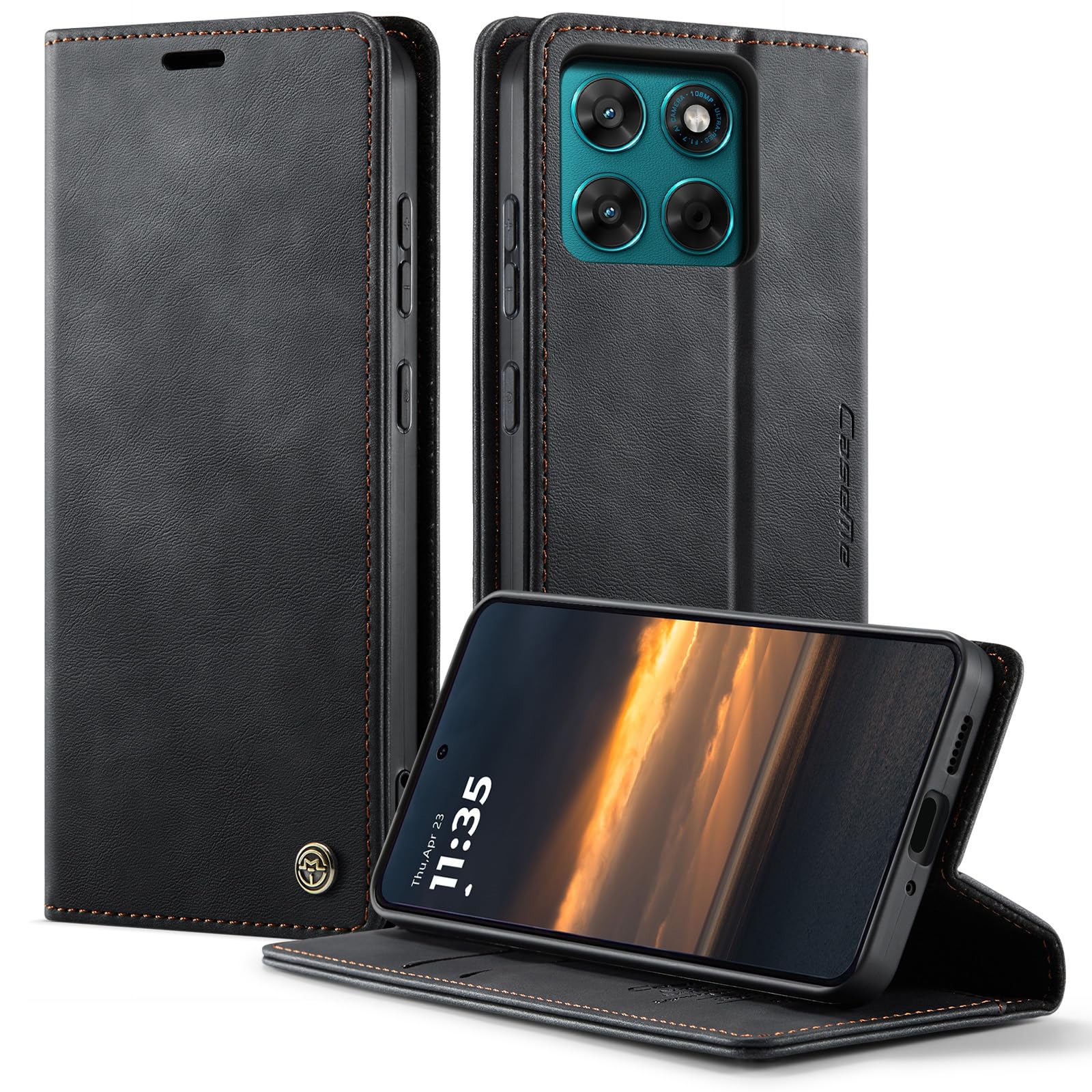owlhold hülle für iPhone 16/17 Premium Weiches Vintage-Nubukleder klapphülle