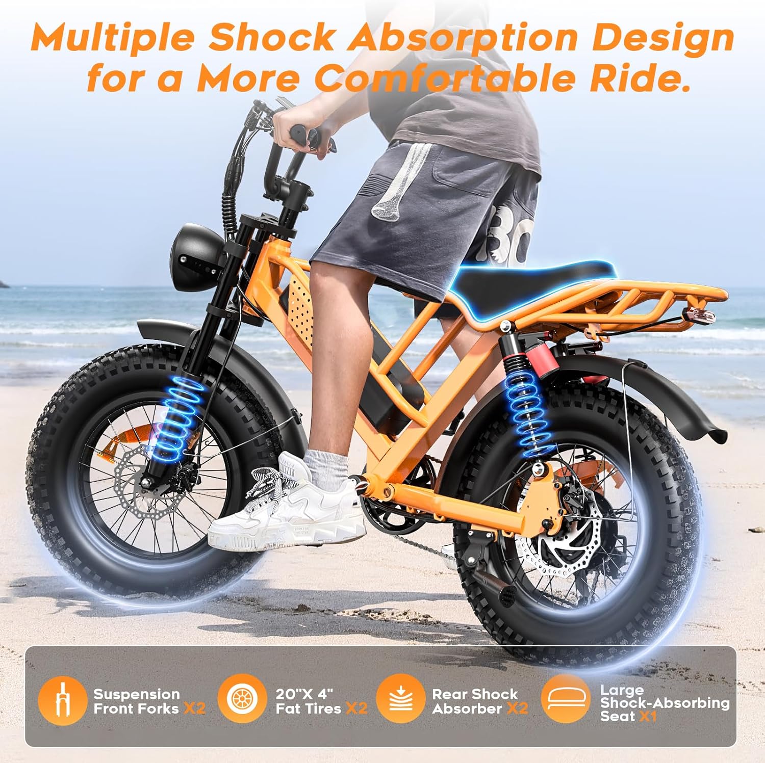 Spacewalk Electric Bike M6 / M7 for Teens/Adults,16" / 20" Ebike,1500W Peak Motor,21.7mph / 27.9mph,48V 15Ah Removable Battery,4X Suspension,50 Miles Pure Electric,70 Miles PAS