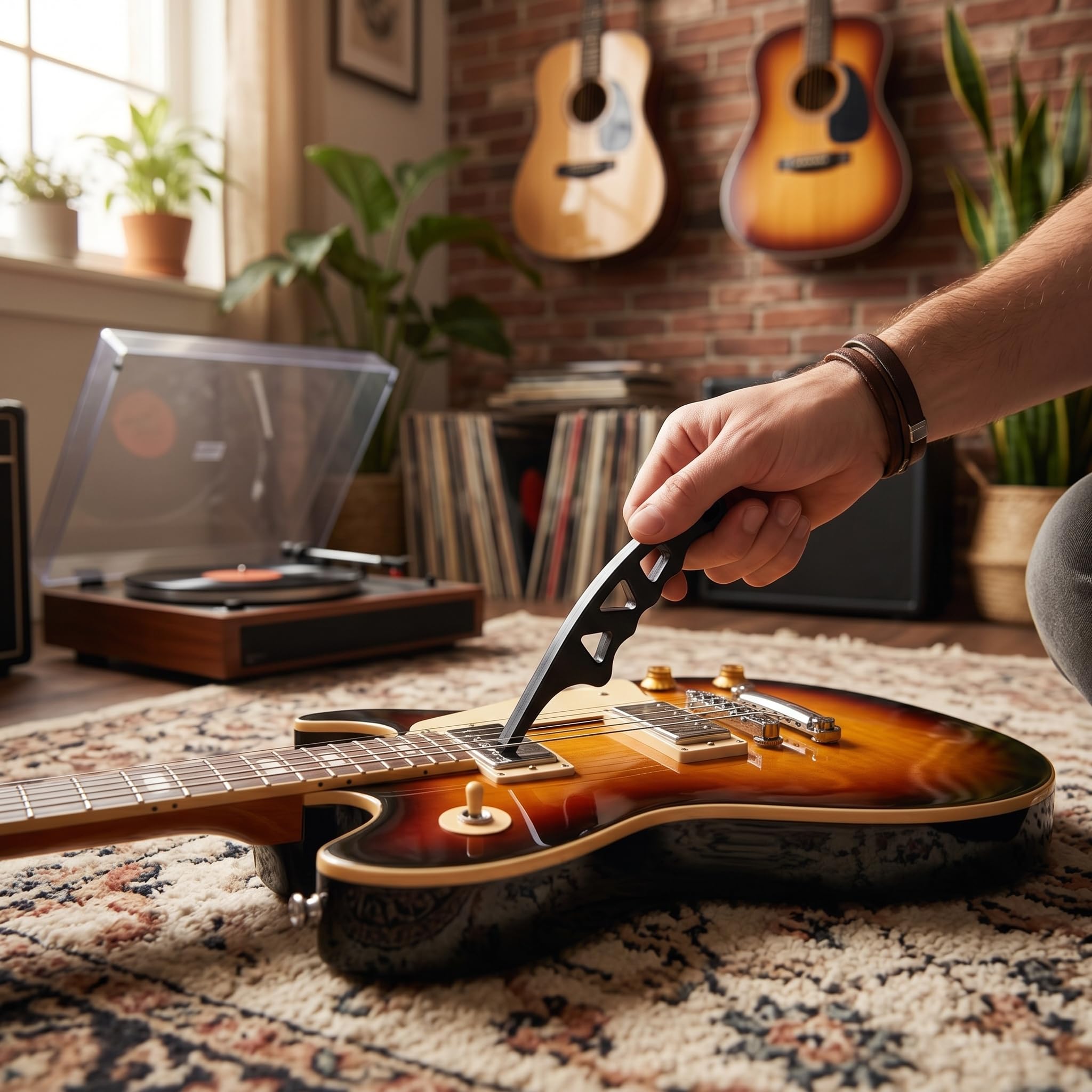 Narzędzie do rozciągania strun gitarowych, napinacz strun gitarowych, czarny, plastikowy, urządzenie do ulepszania strojenia gitary, narzędzie do rozciągania skrzypiec elektrycznych